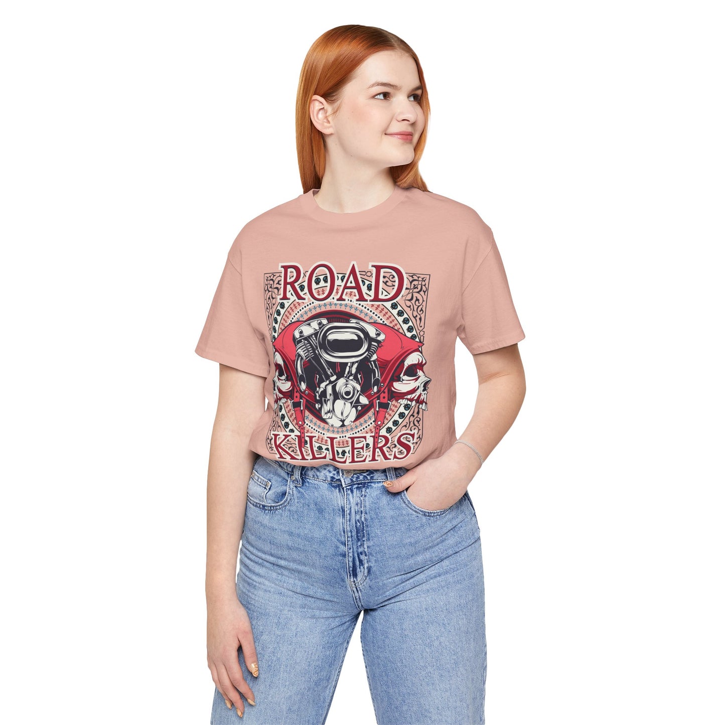 Dark Road Motorcycle Helmet Skull Tee Biker graphic t-shirt G-1