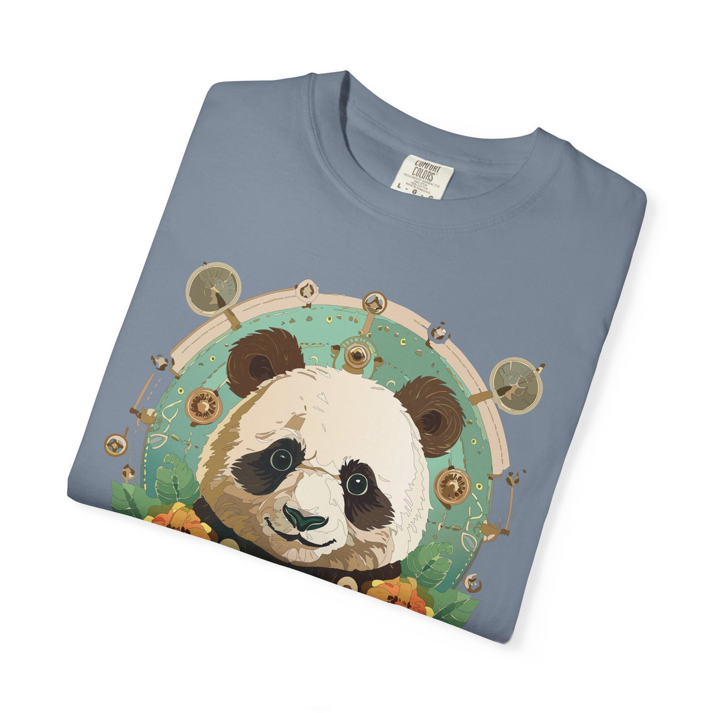 Panda Portrait T-Shirt Unisex Cotton Floral Chinese Graphic Circle Animal Art Tee p3