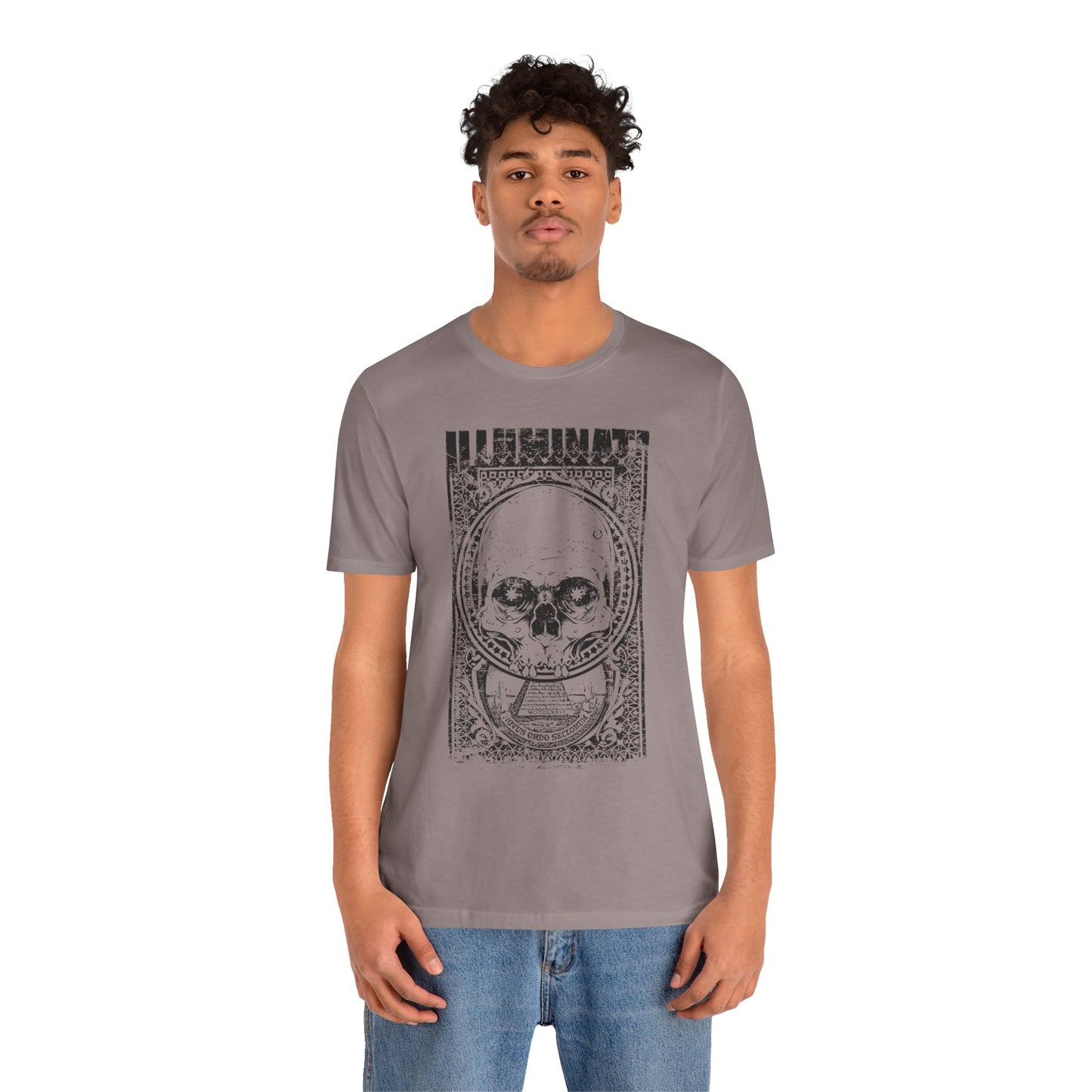 Skull Circle Graphic T-Shirt Vintage Etching Illustration Art Design Tee A-9