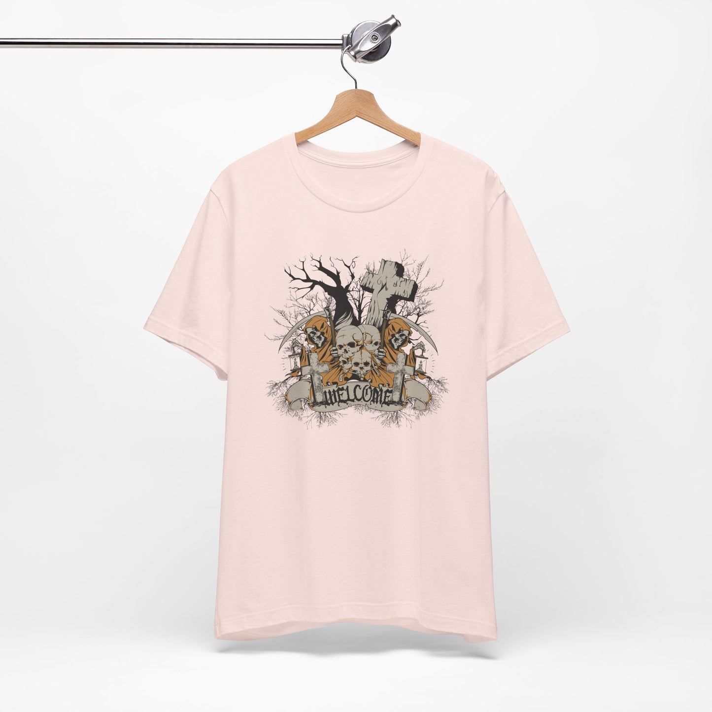 Skull Halloween Graphic Design Unisex Cotton T-Shirt Art-50