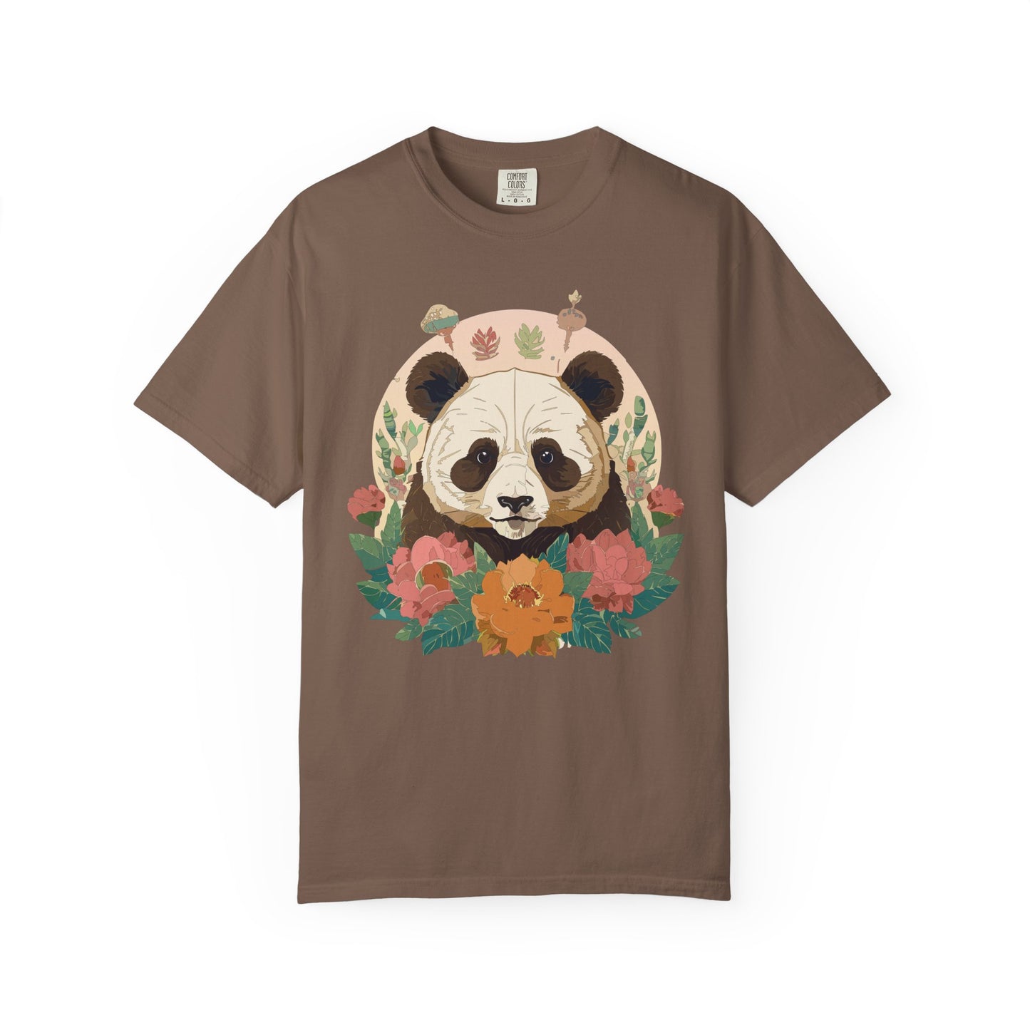 Panda Portrait T-Shirt Unisex Cotton Floral Chinese Graphic Circle Animal Art Tee p2