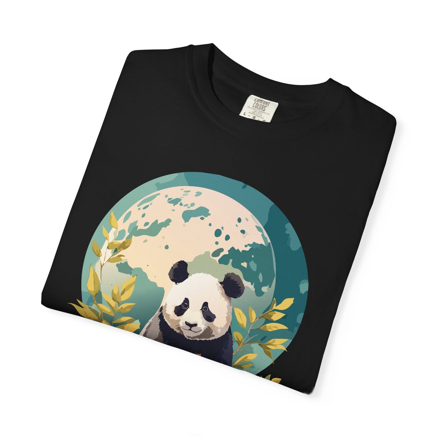 Panda Portrait T-Shirt Unisex Cotton Floral Chinese Graphic Circle Animal Art Tee pp6