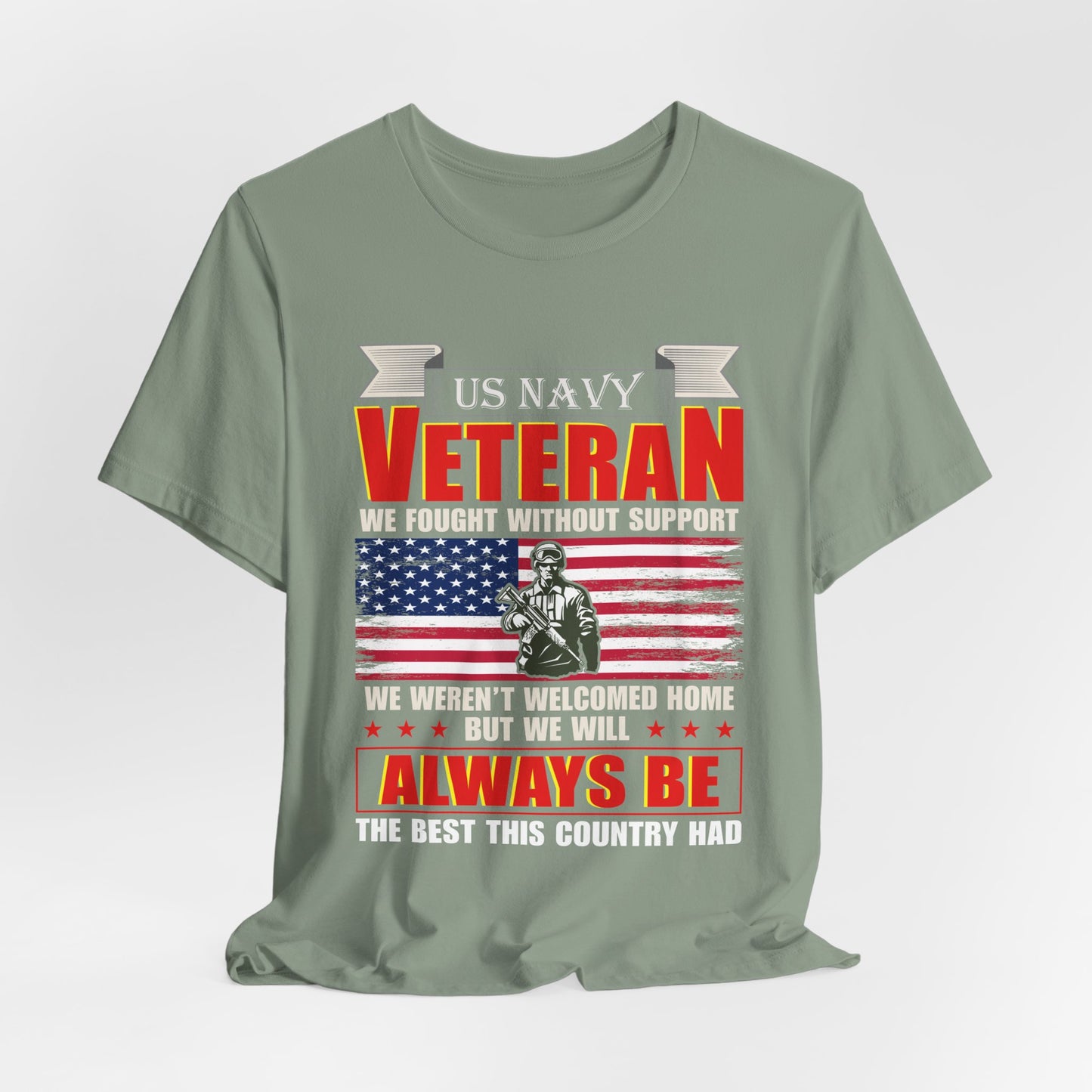 US Navy Veteran T-Shirt American Flag Soldier Graphic Patriotic Military Unisex Cotton v42