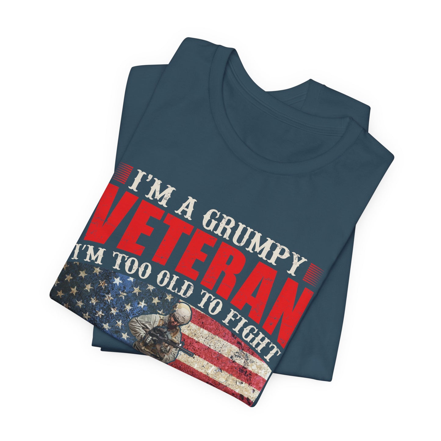 Grumpy Veteran Flag graphic Tee Veteran Patriotic Unisex Cotton Shirt v38
