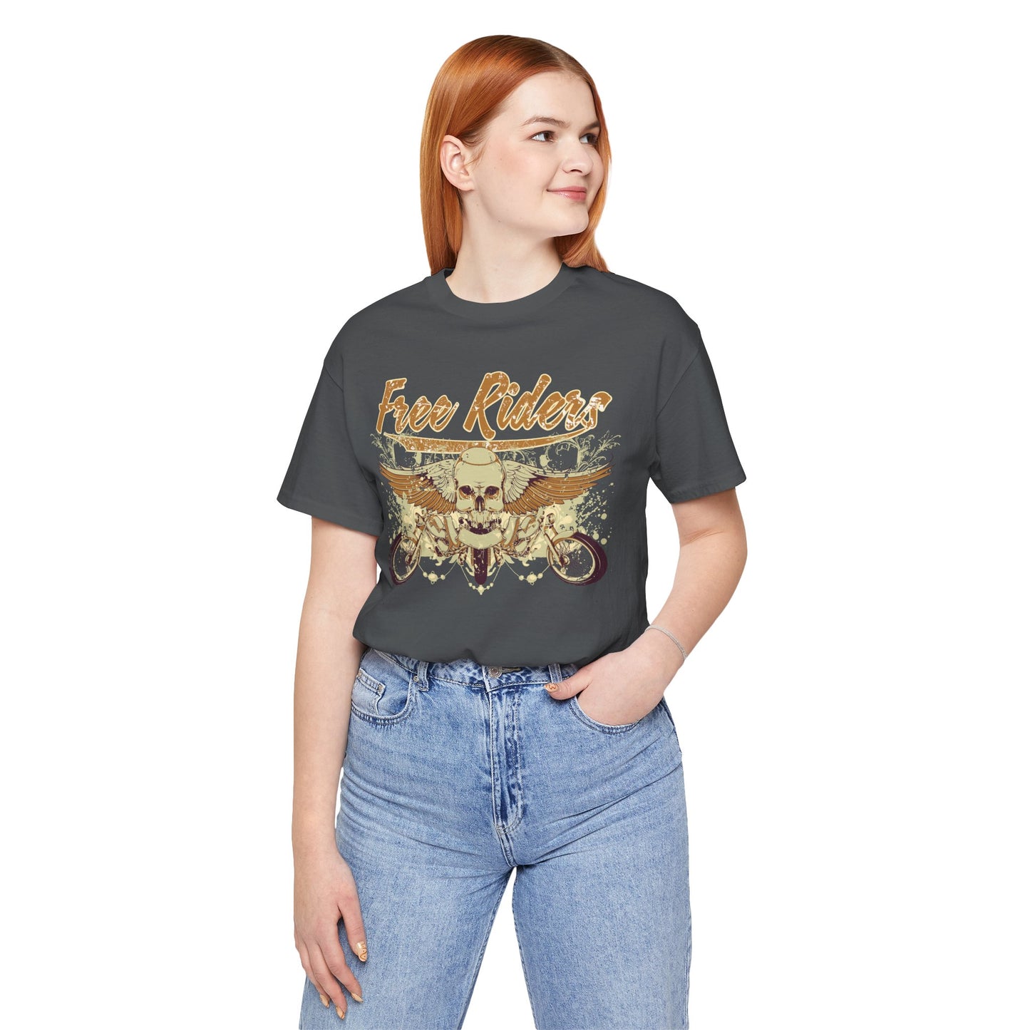 Free Riders Skull Motorcycle Tee Biker Graphic Art Design T-Shirt A-1