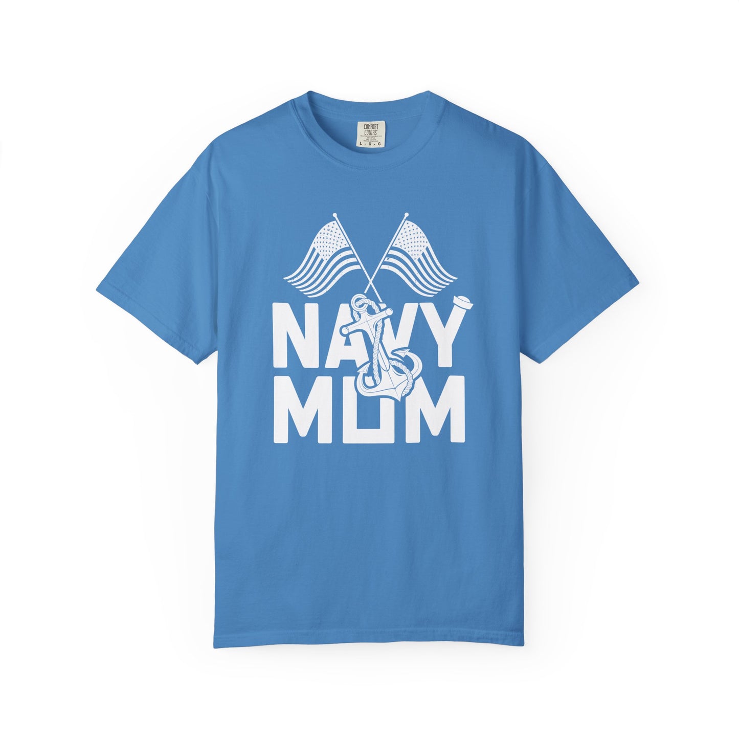 Navy Mom T-shirt Mother's Day Mama Tee Unisex Comfort Colors Garment-Dyed Cotton h20