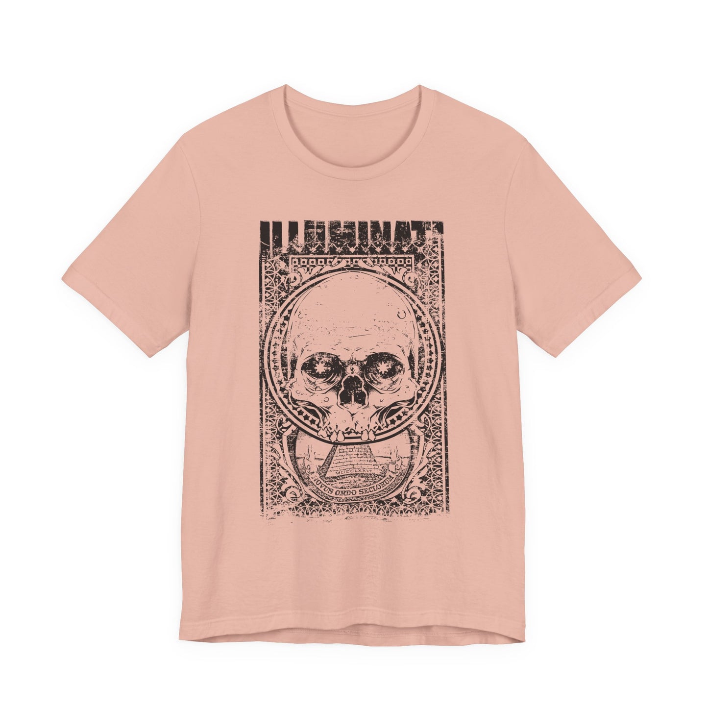 Skull Circle Graphic T-Shirt Vintage Etching Illustration Art Design Tee A-9