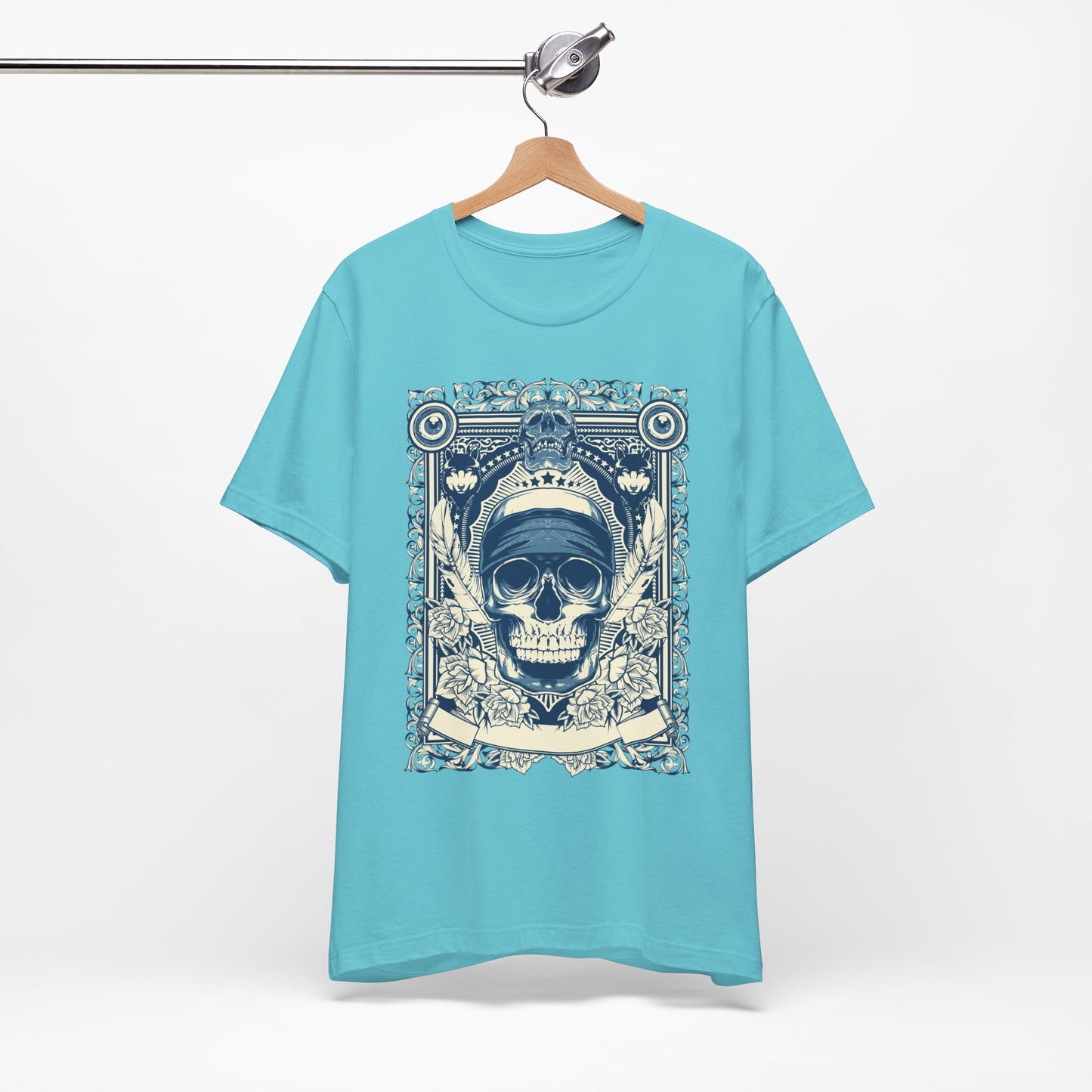 Skull Crown Graphic Tee Vintage Ornate Skull Illustration Rock Band T-Shirt