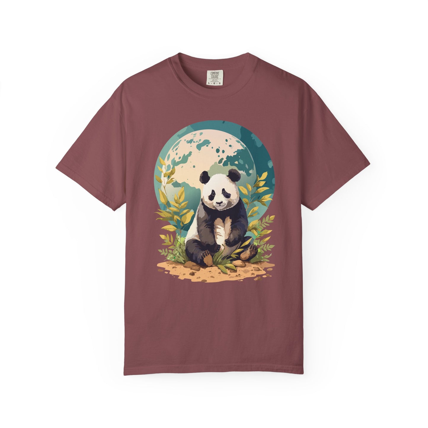 Panda Portrait T-Shirt Unisex Cotton Floral Chinese Graphic Circle Animal Art Tee pp6