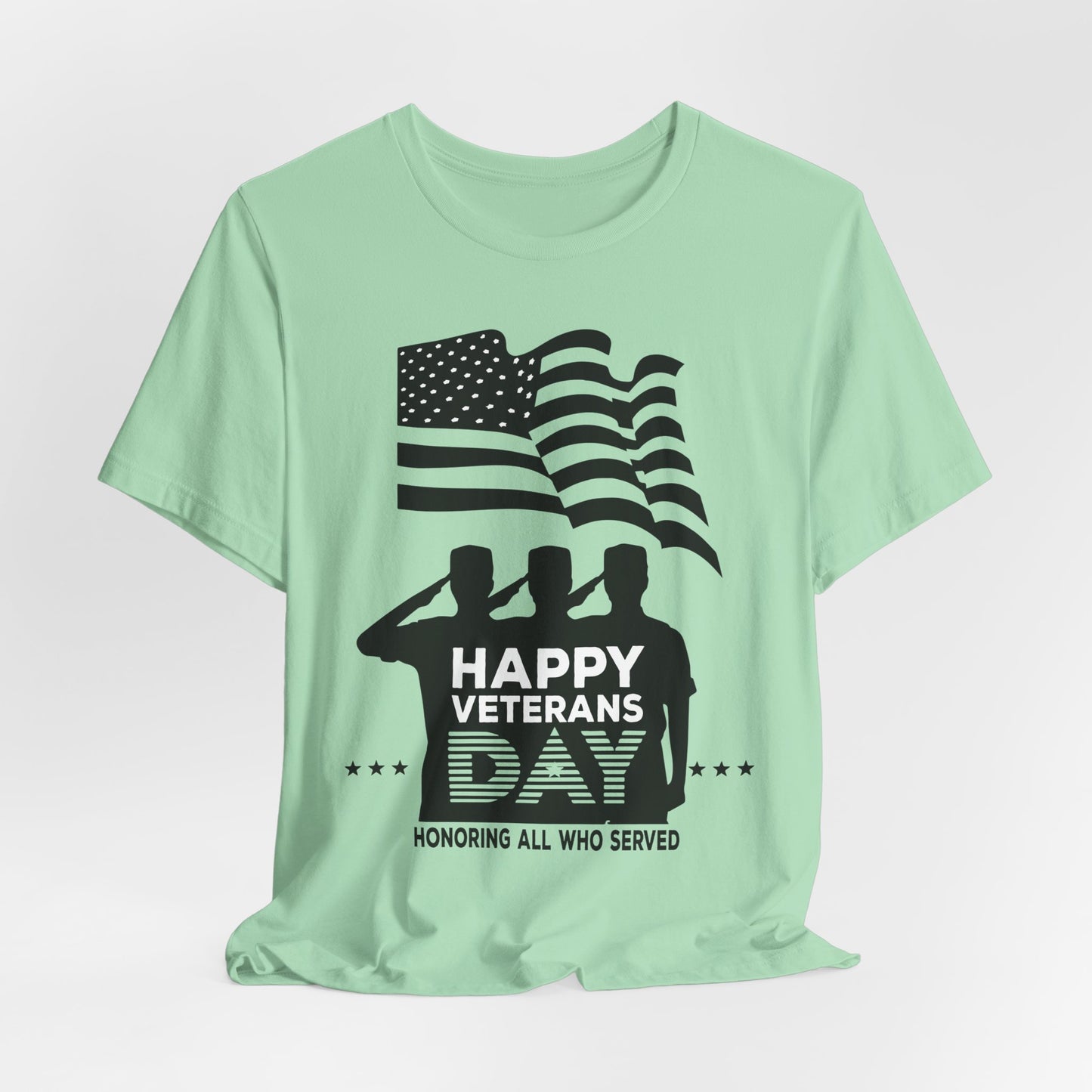 Happy Veterans Day saluting soldiers T-Shirt Patriotic American flag Unisex Cotton v51
