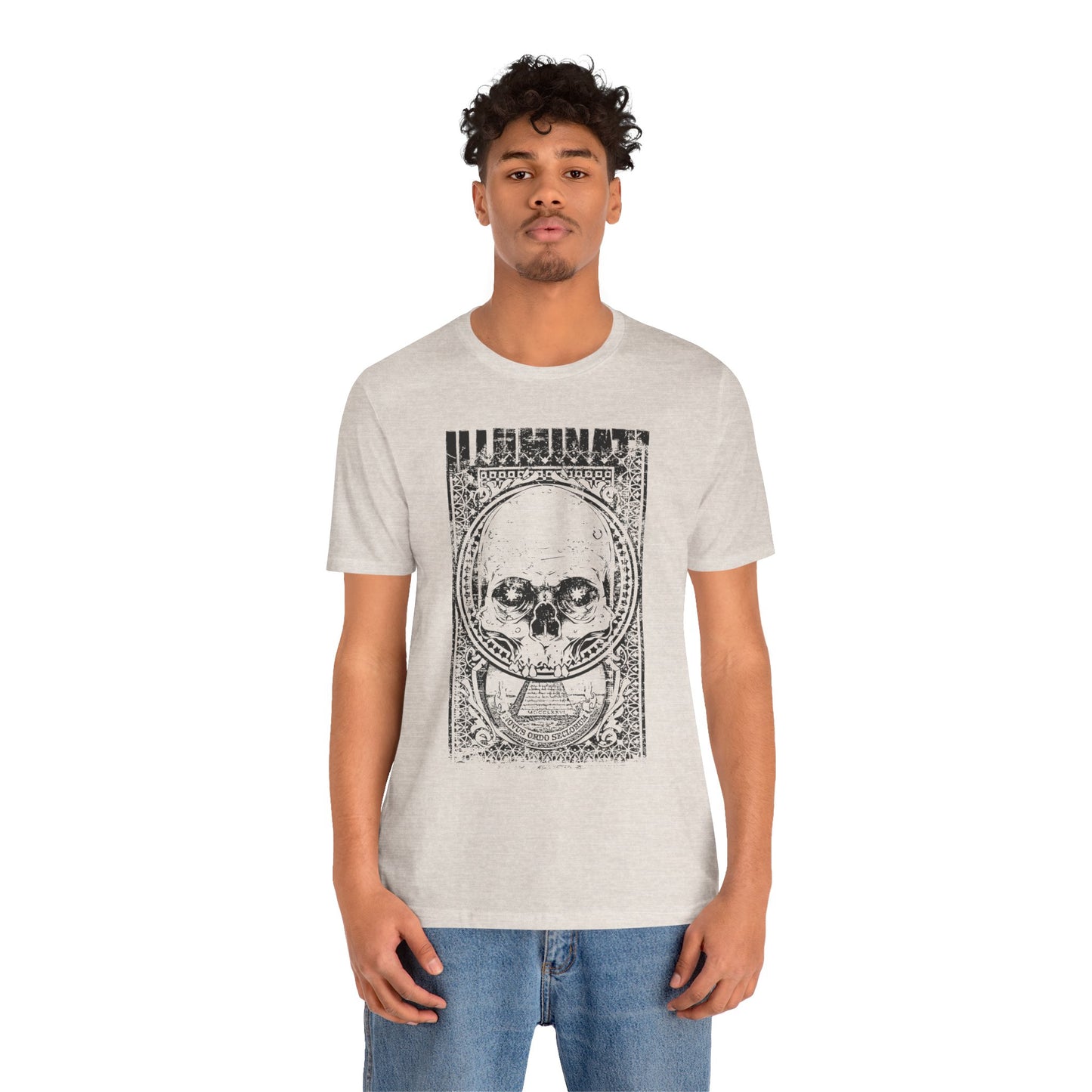 Skull Circle Graphic T-Shirt Vintage Etching Illustration Art Design Tee A-9