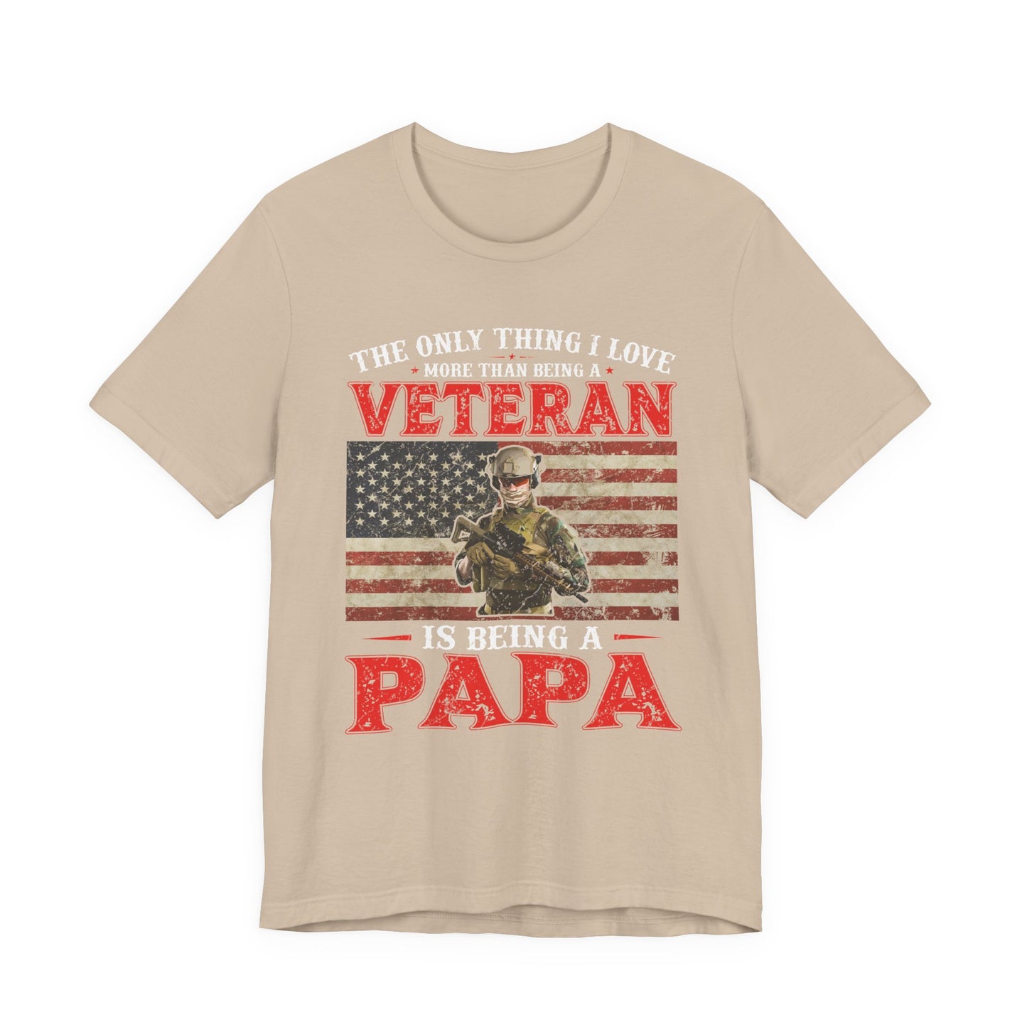 Veteran with American Flag Papa T-Shirt Military Grandpa Unisex Cotton Tee v30