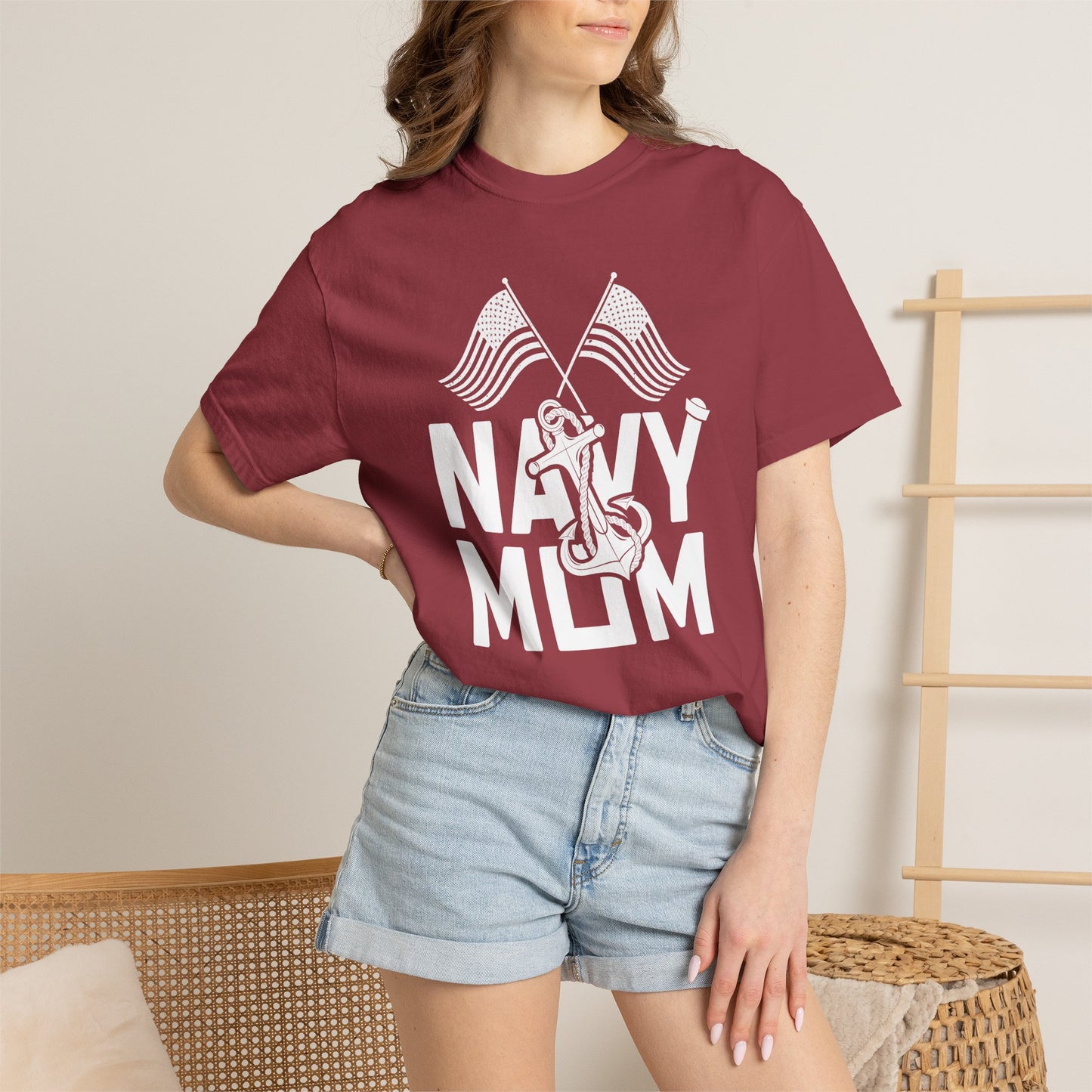 Navy Mom T-shirt Mother's Day Mama Tee Unisex Comfort Colors Garment-Dyed Cotton h20