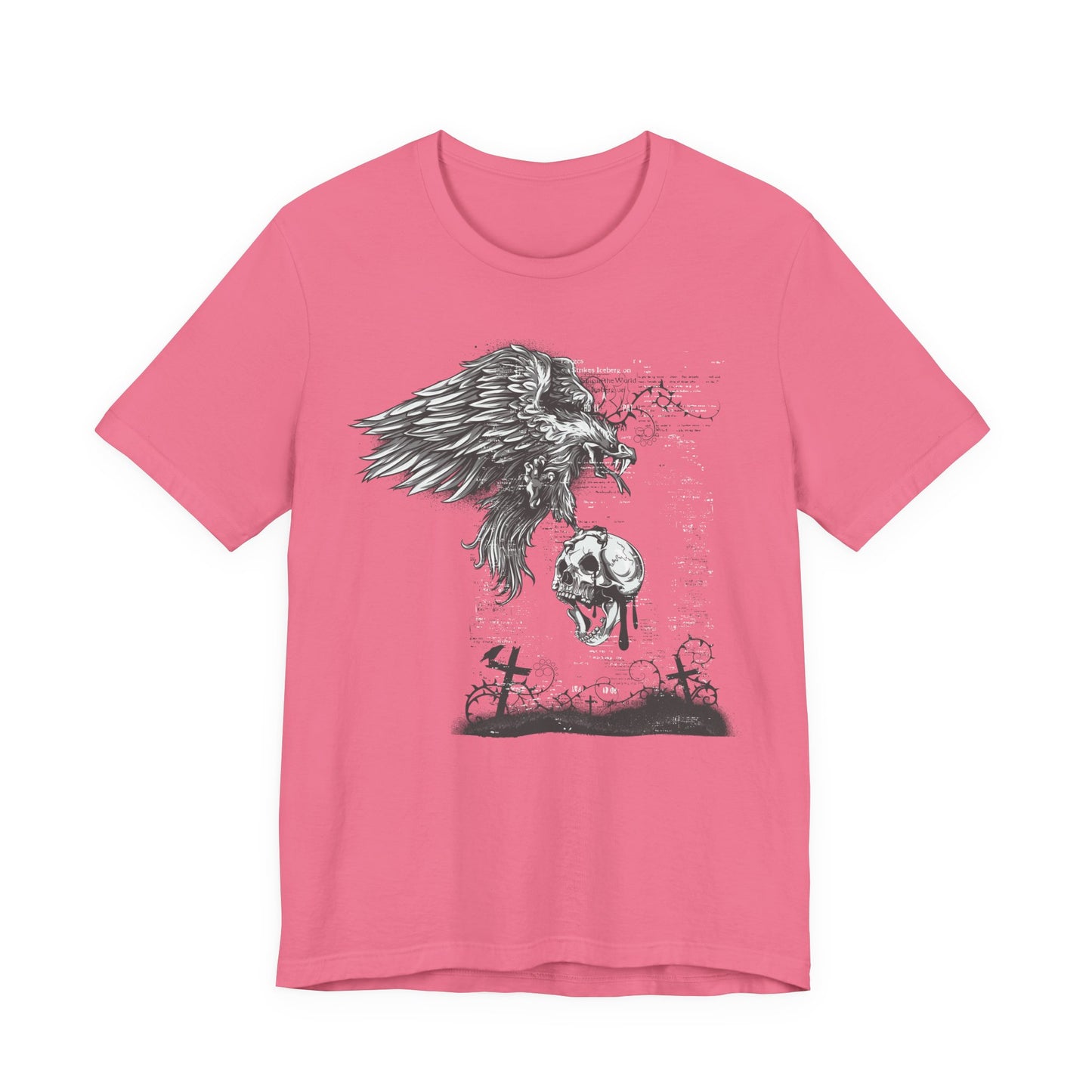 Raven and Skull Illustration Graphic Unisex Cotton T-Shirt r19