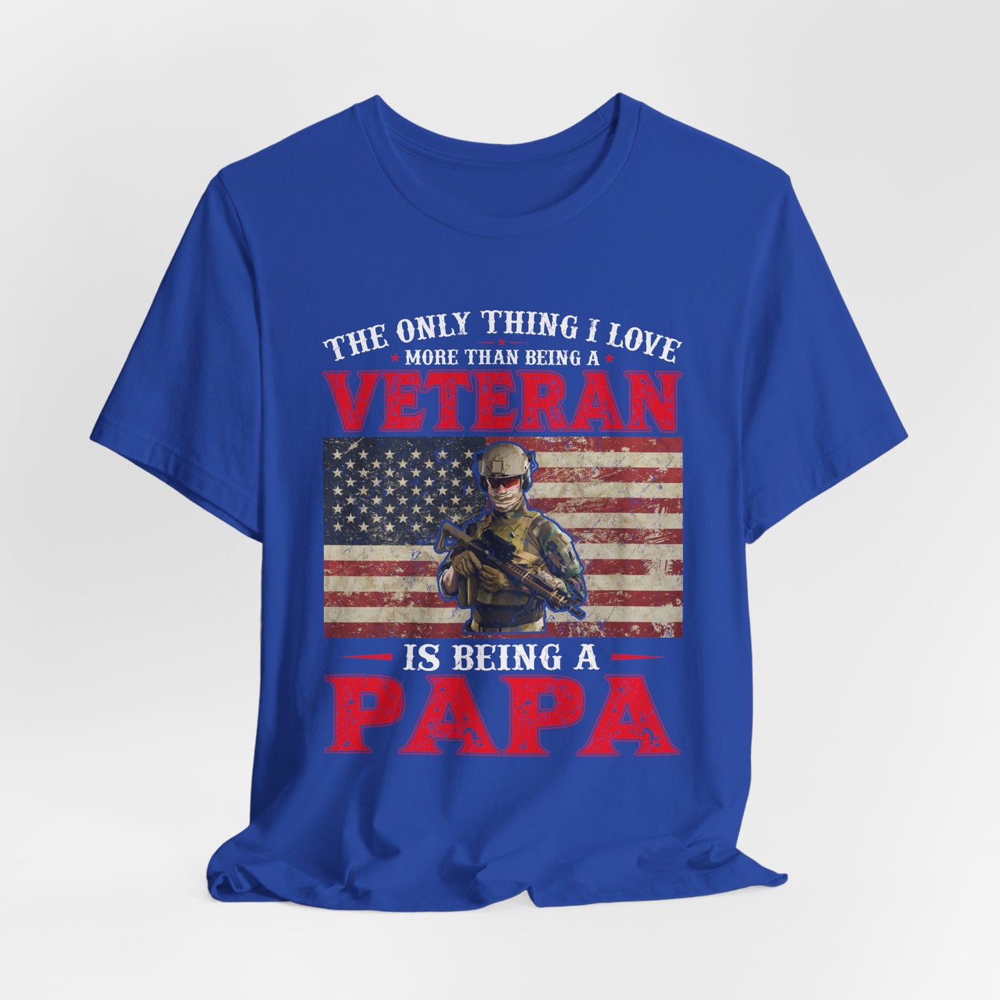 Veteran with American Flag Papa T-Shirt Military Grandpa Unisex Cotton Tee v30