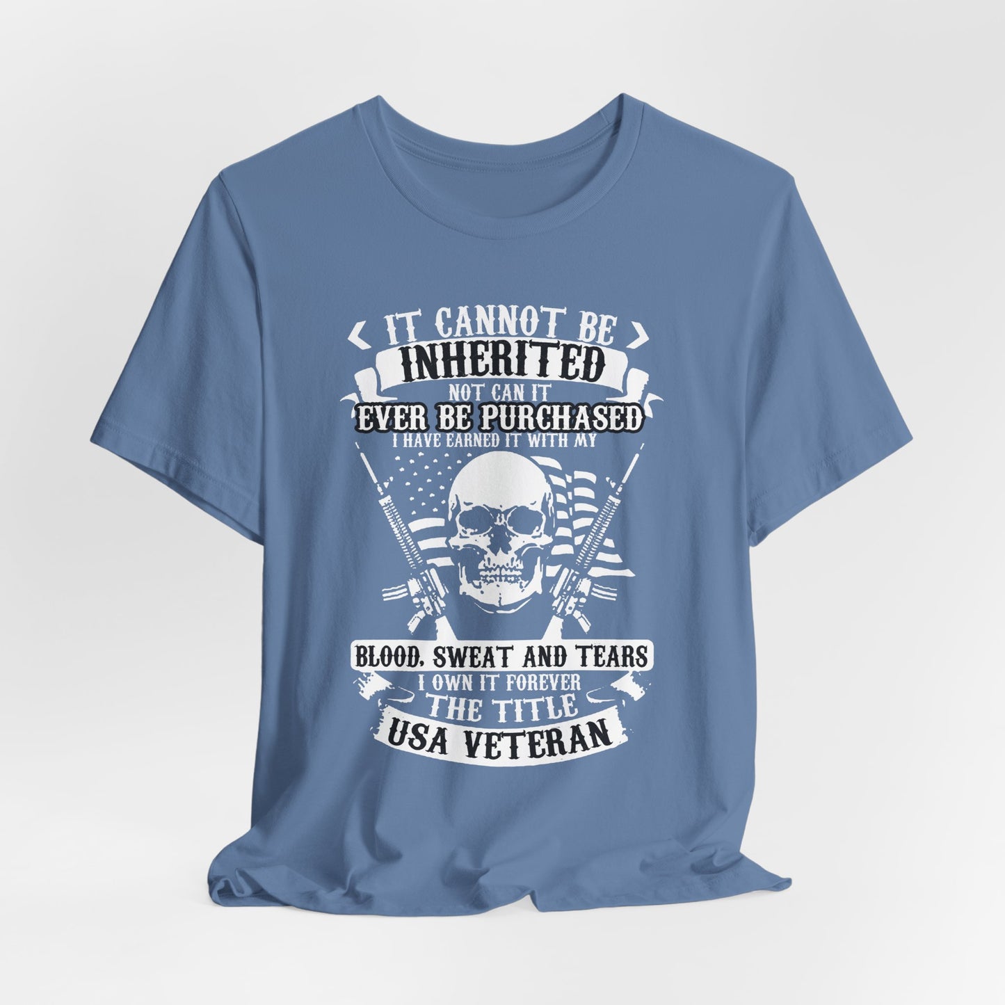 USA Veteran skull flag crossed rifles T-Shirt Military pride Unisex Cotton tee v54