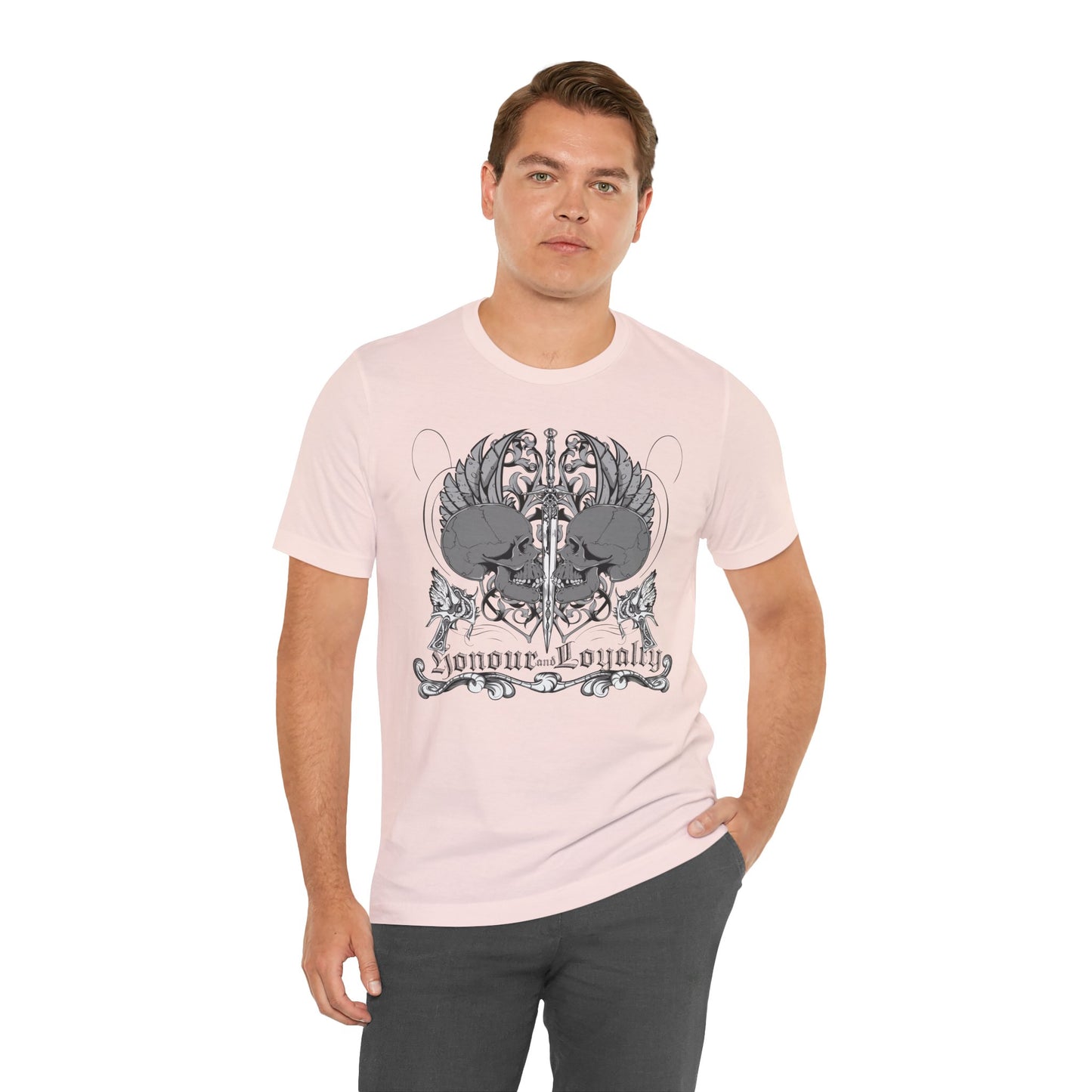 Honor Loyalty crest tee Gothic heraldry skulls wings emblem Art-48