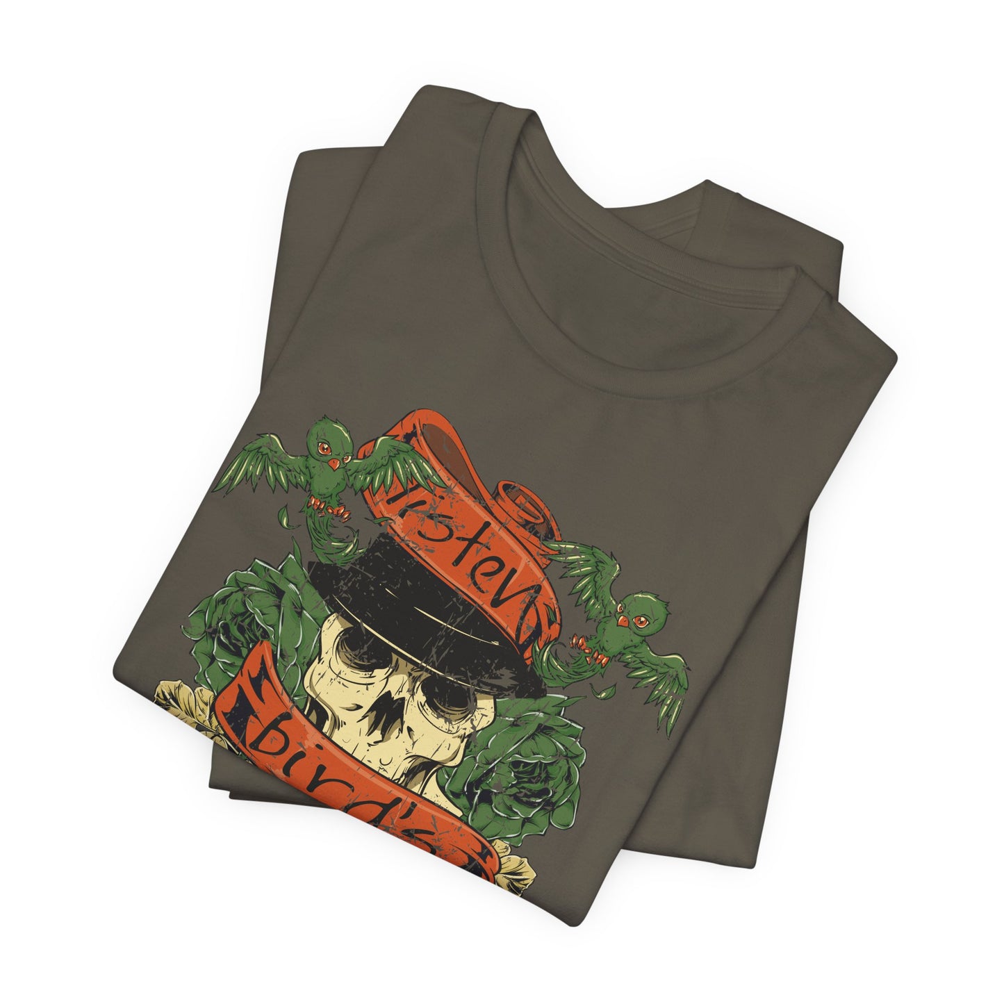 Skull Floral Tattoo Style Graphic Design Unisex Cotton T-Shirt Art-38