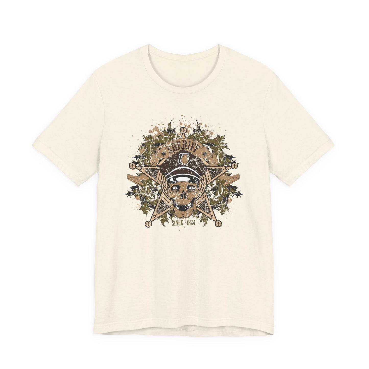 Skull Floral Emblem Graphic Unisex Cotton Tee Art-45