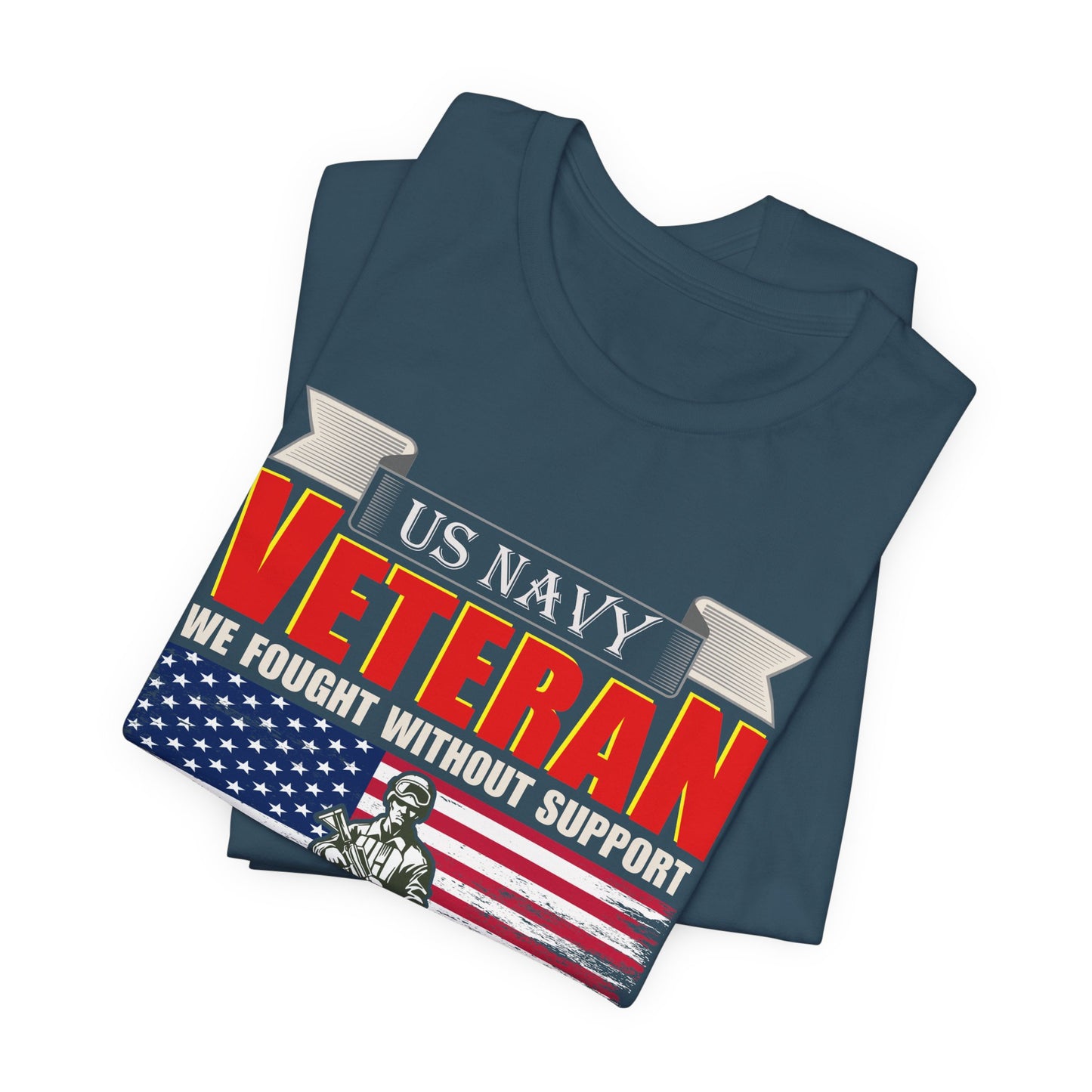 US Navy Veteran T-Shirt American Flag Soldier Graphic Patriotic Military Unisex Cotton v42
