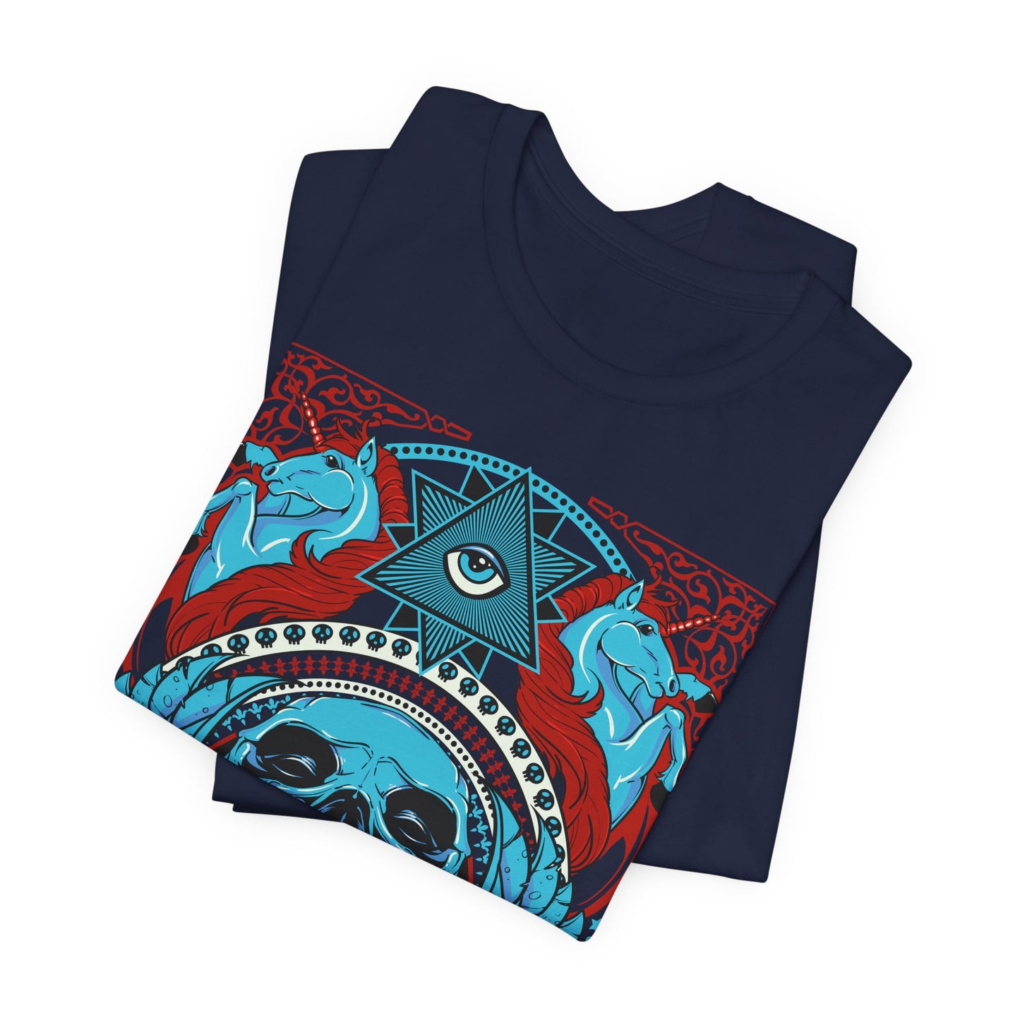 All-Seeing Skull Illustration Tee Winged Skull Third Eye Roses T-Shirt