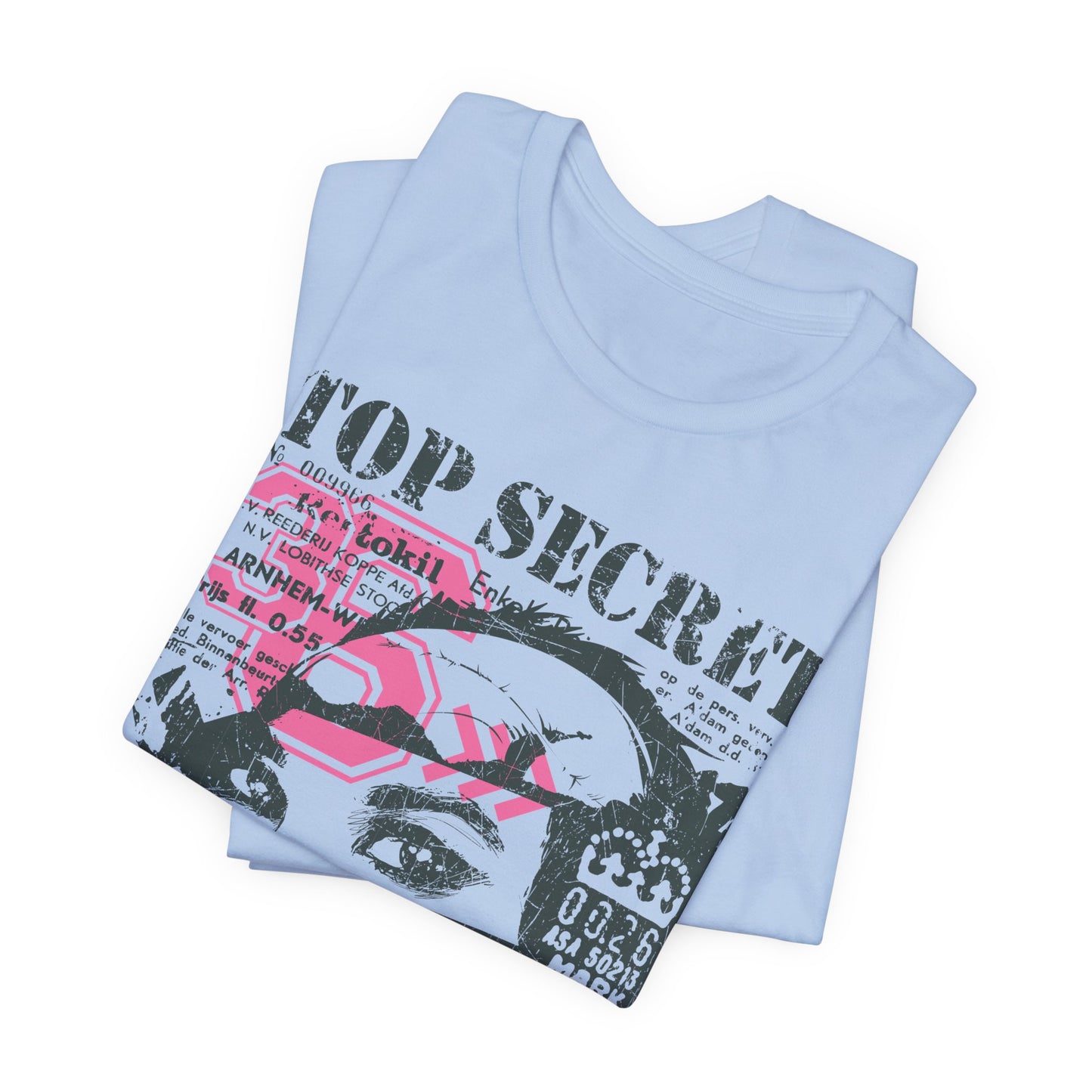 Top Secret Skull Face Tee Grunge Graphic T-Shirt Retro Collage A-6