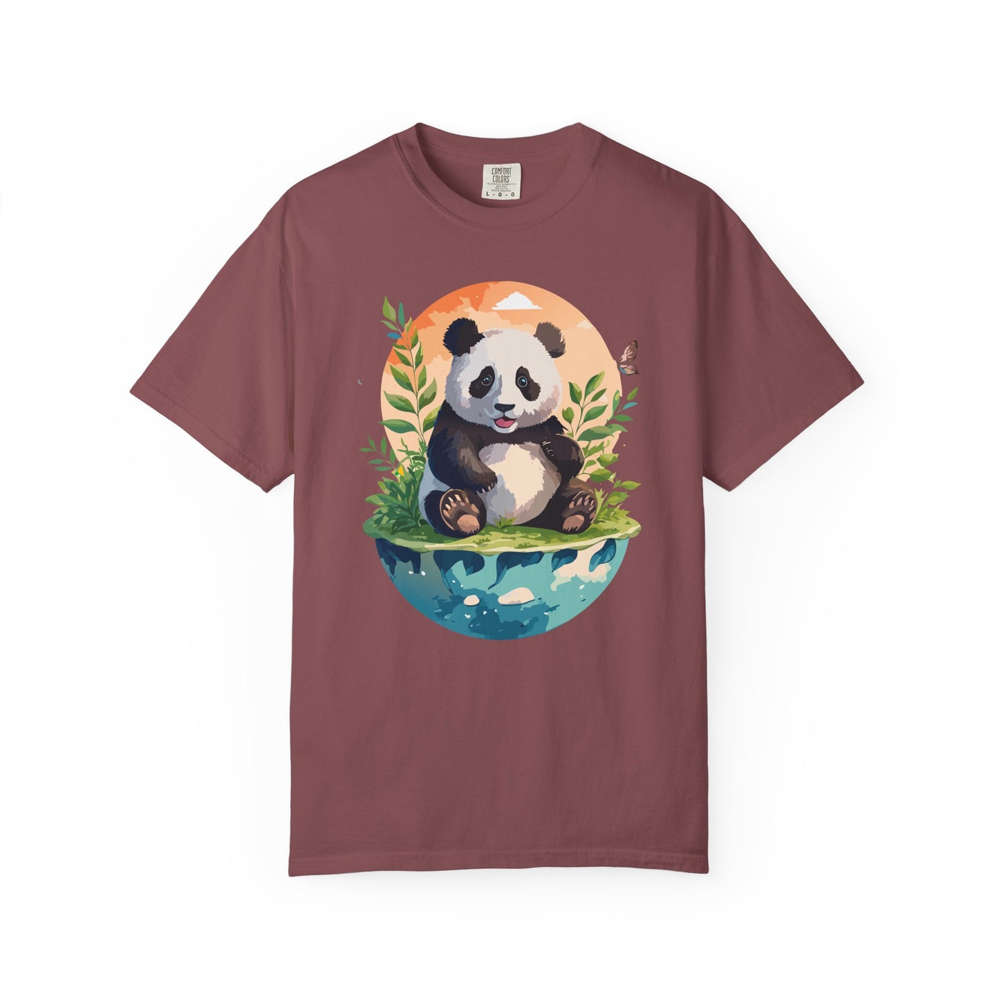 Panda Portrait T-Shirt Unisex Cotton Floral Chinese Graphic Circle Animal Art Tee pp4