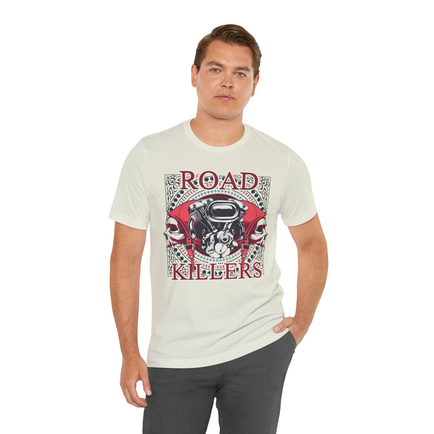 Dark Road Motorcycle Helmet Skull Tee Biker graphic t-shirt G-1