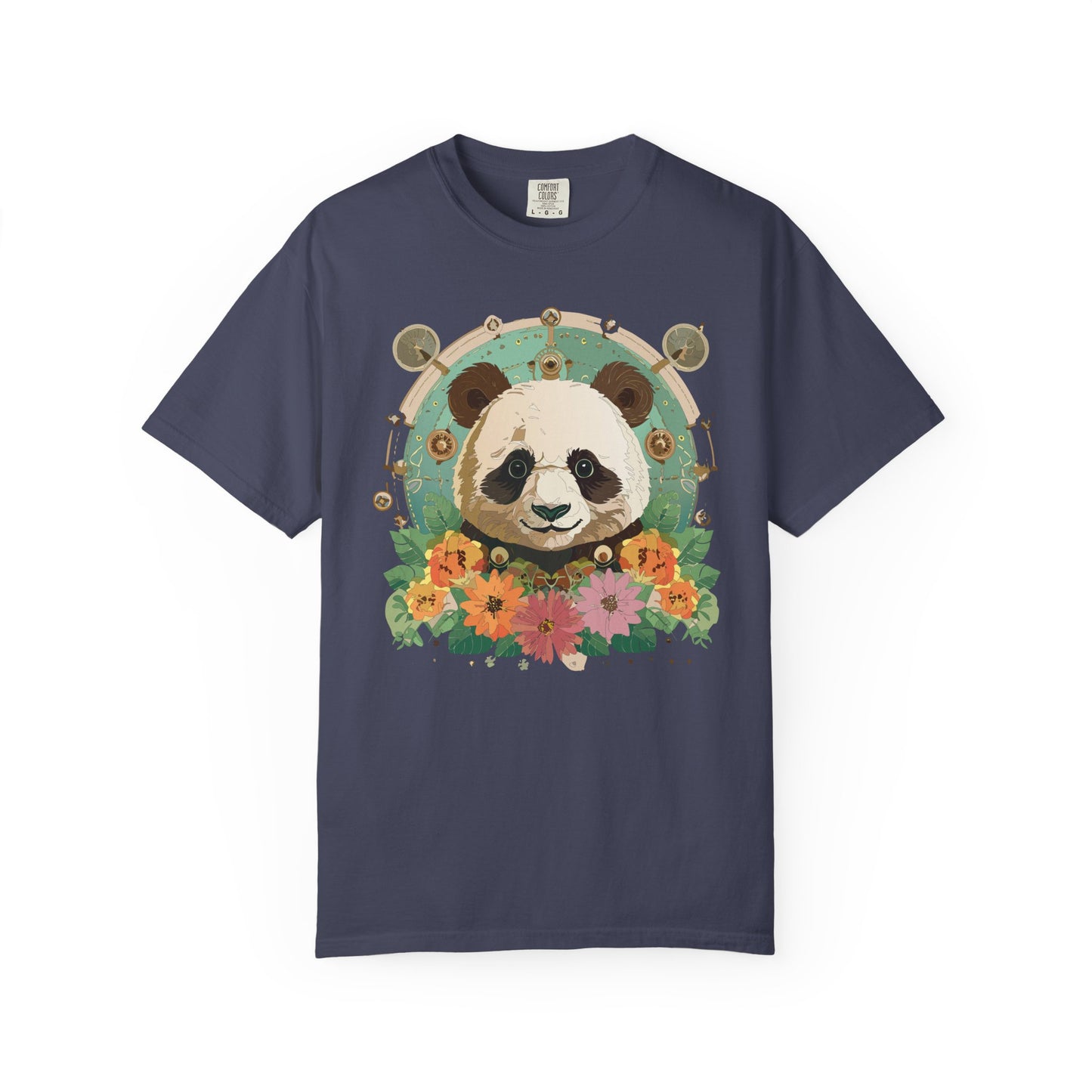 Panda Portrait T-Shirt Unisex Cotton Floral Chinese Graphic Circle Animal Art Tee p3