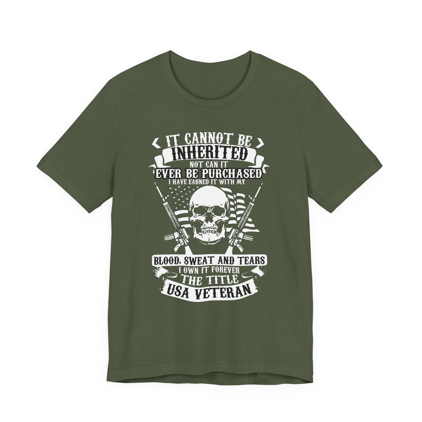 USA Veteran skull flag crossed rifles T-Shirt Military pride Unisex Cotton tee v54
