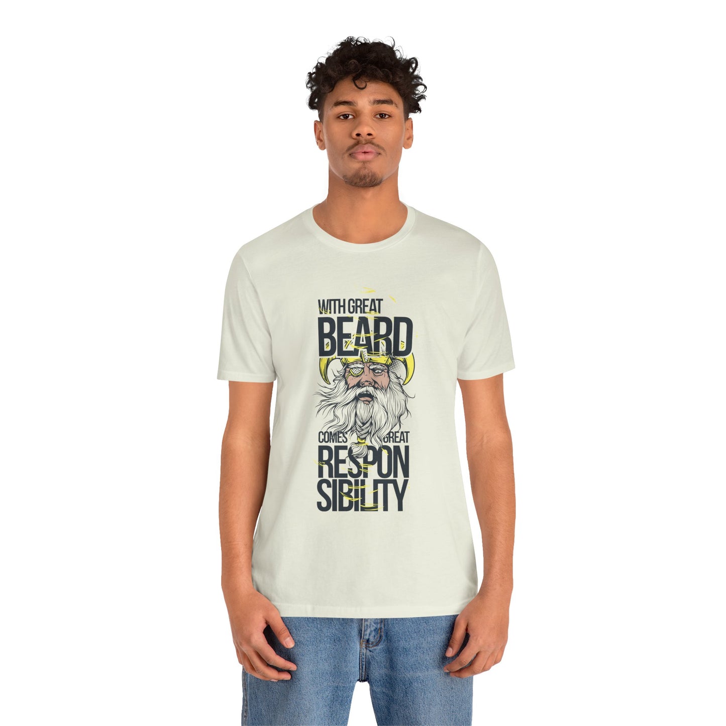 With Great Beard Comes Great Responsibility Tee Viking Beard Graphic Shirt A-2