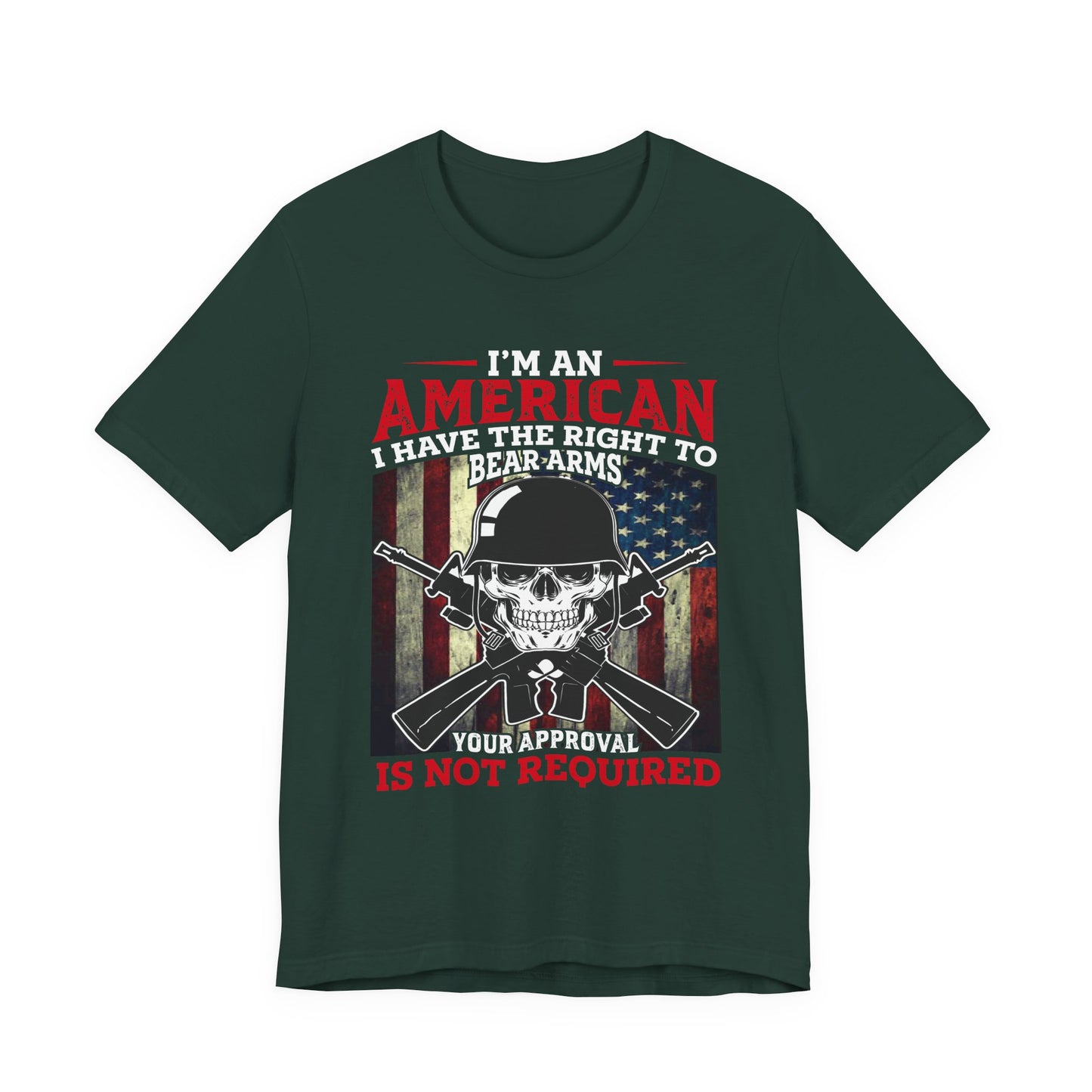 American Skull with Guns T-Shirt 2nd Amendment Flag Unisex Cotton Tee v29