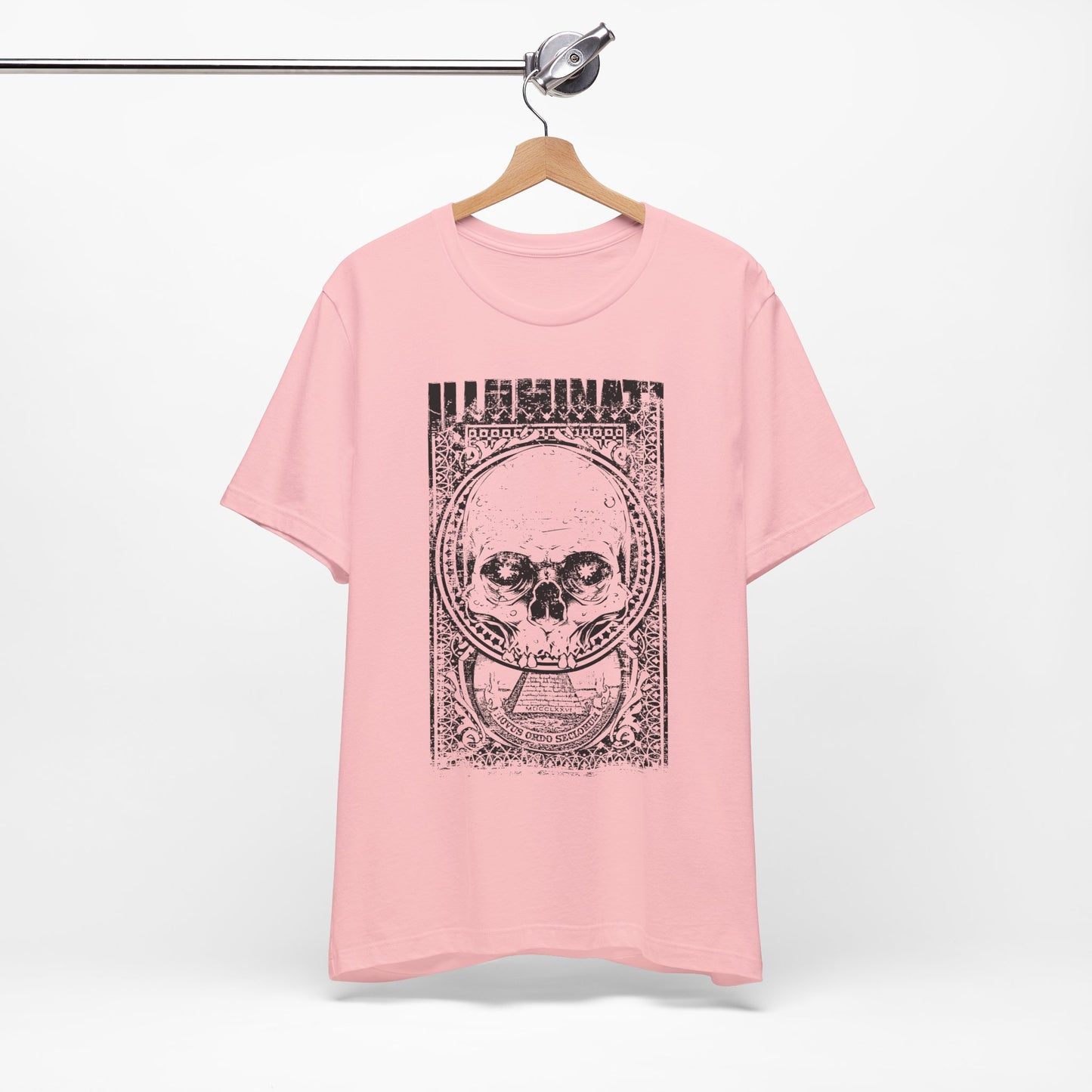 Skull Circle Graphic T-Shirt Vintage Etching Illustration Art Design Tee A-9