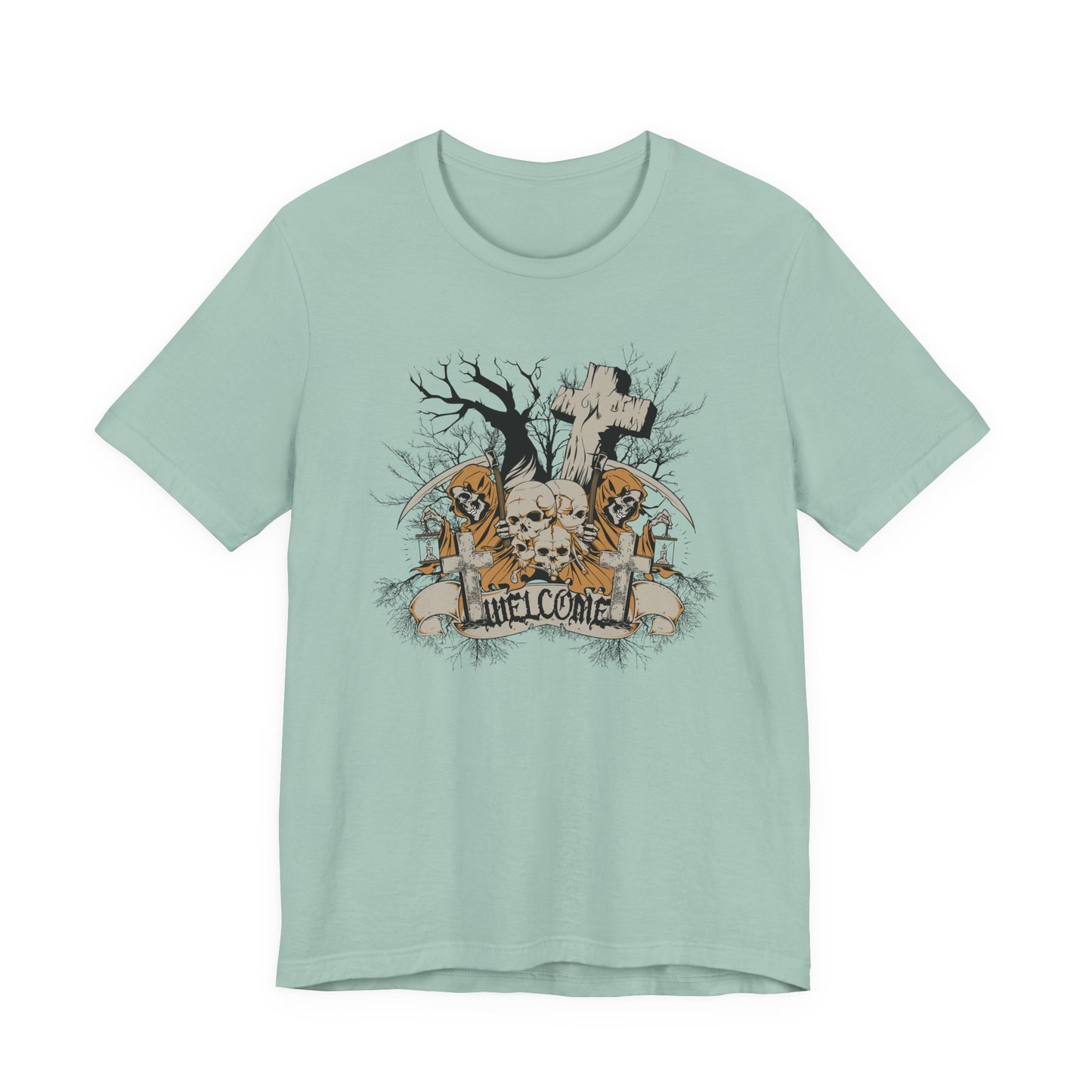 Skull Halloween Graphic Design Unisex Cotton T-Shirt Art-50