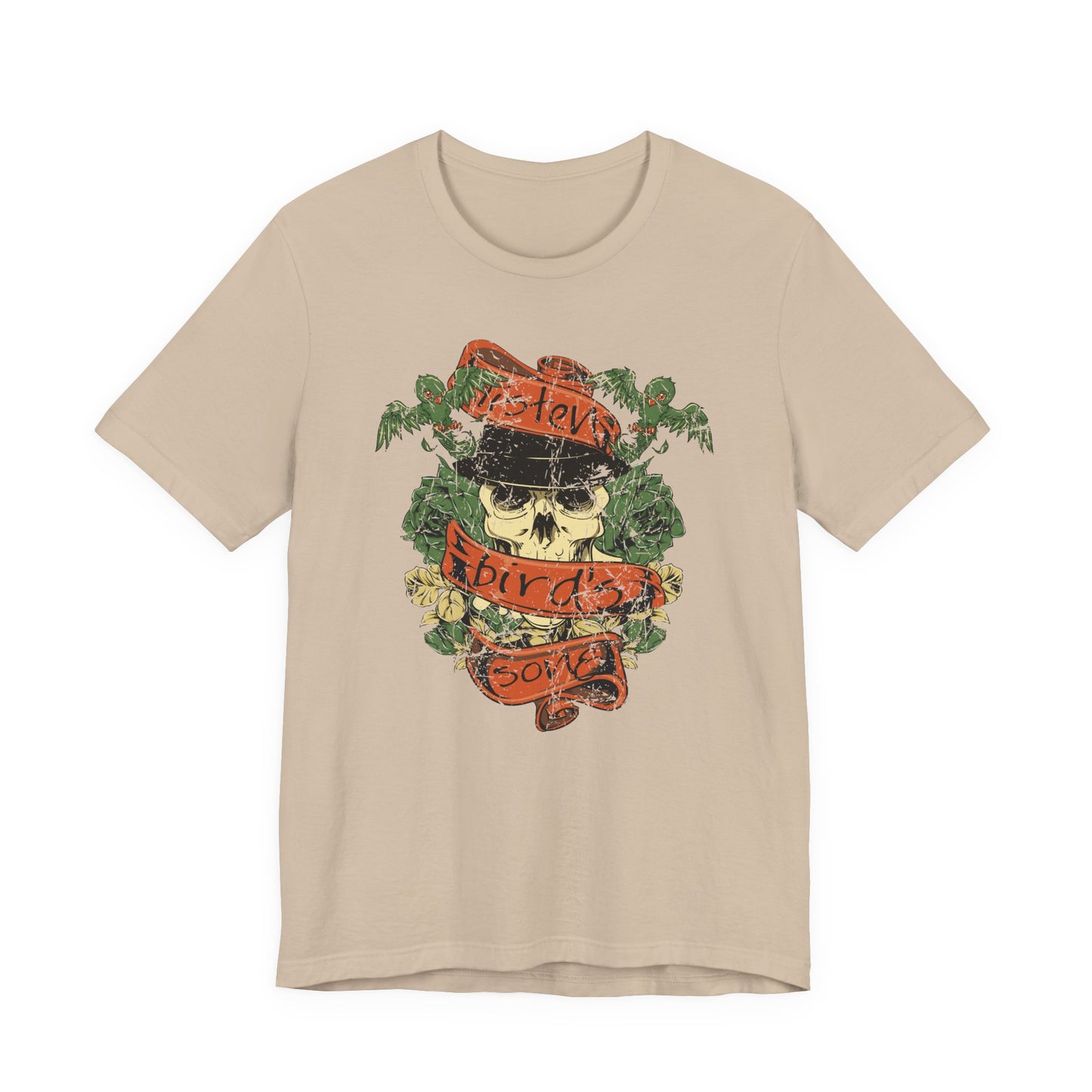 Skull Floral Tattoo Style Graphic Design Unisex Cotton T-Shirt Art-38