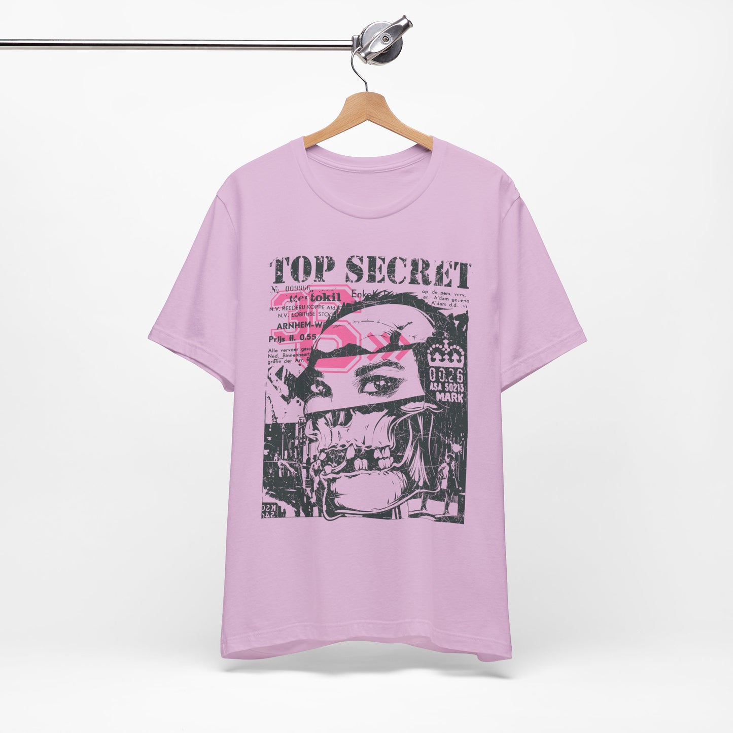 Top Secret Skull Face Tee Grunge Graphic T-Shirt Retro Collage A-6