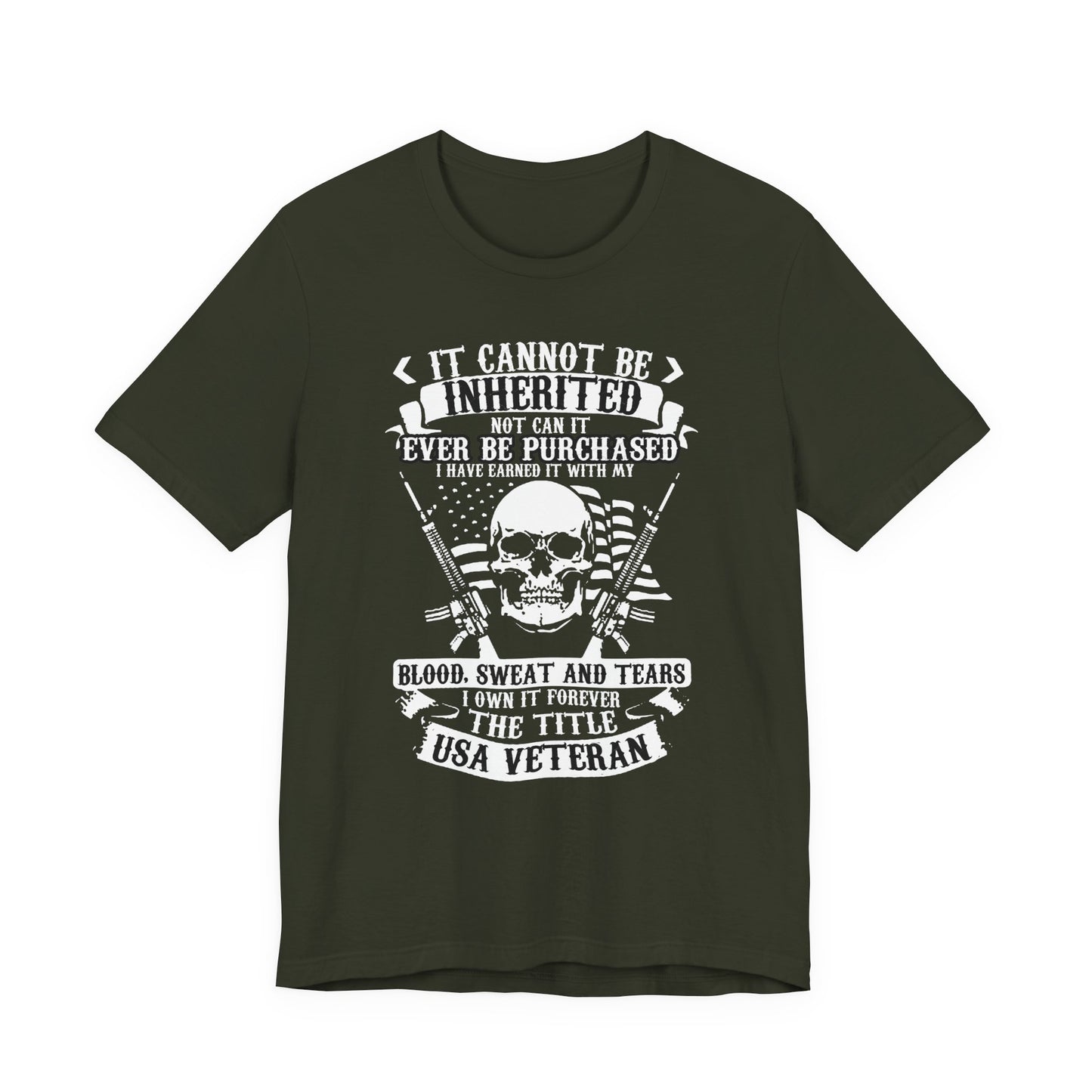 USA Veteran skull flag crossed rifles T-Shirt Military pride Unisex Cotton tee v54