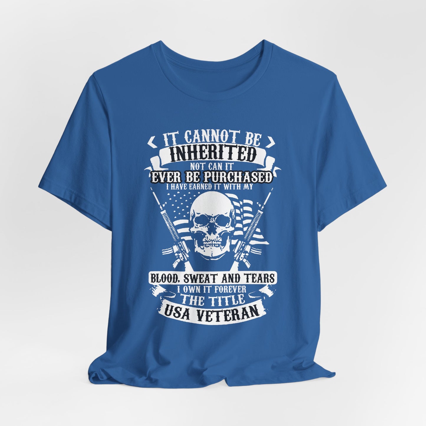 USA Veteran skull flag crossed rifles T-Shirt Military pride Unisex Cotton tee v54
