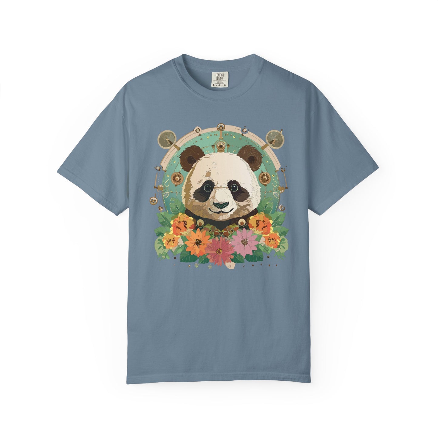 Panda Portrait T-Shirt Unisex Cotton Floral Chinese Graphic Circle Animal Art Tee p3