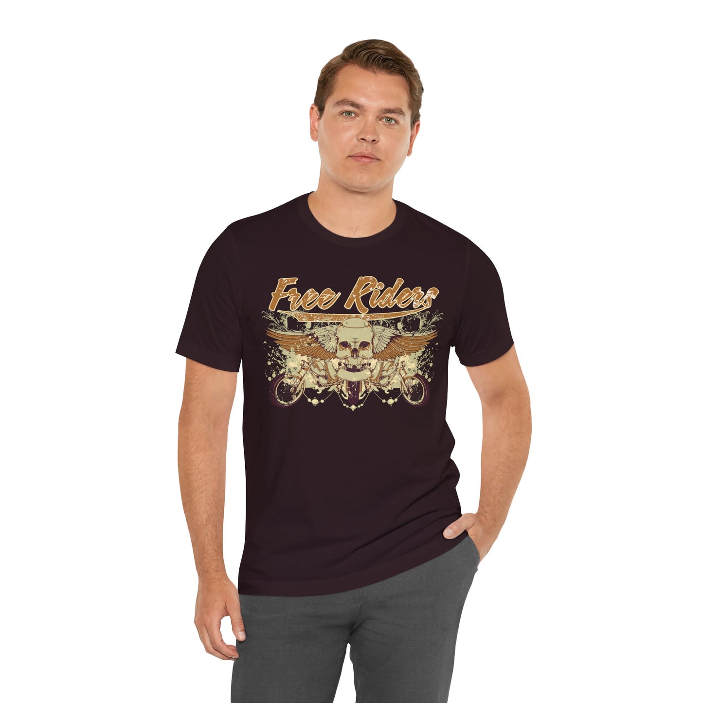 Free Riders Skull Motorcycle Tee Biker Graphic Art Design T-Shirt A-1
