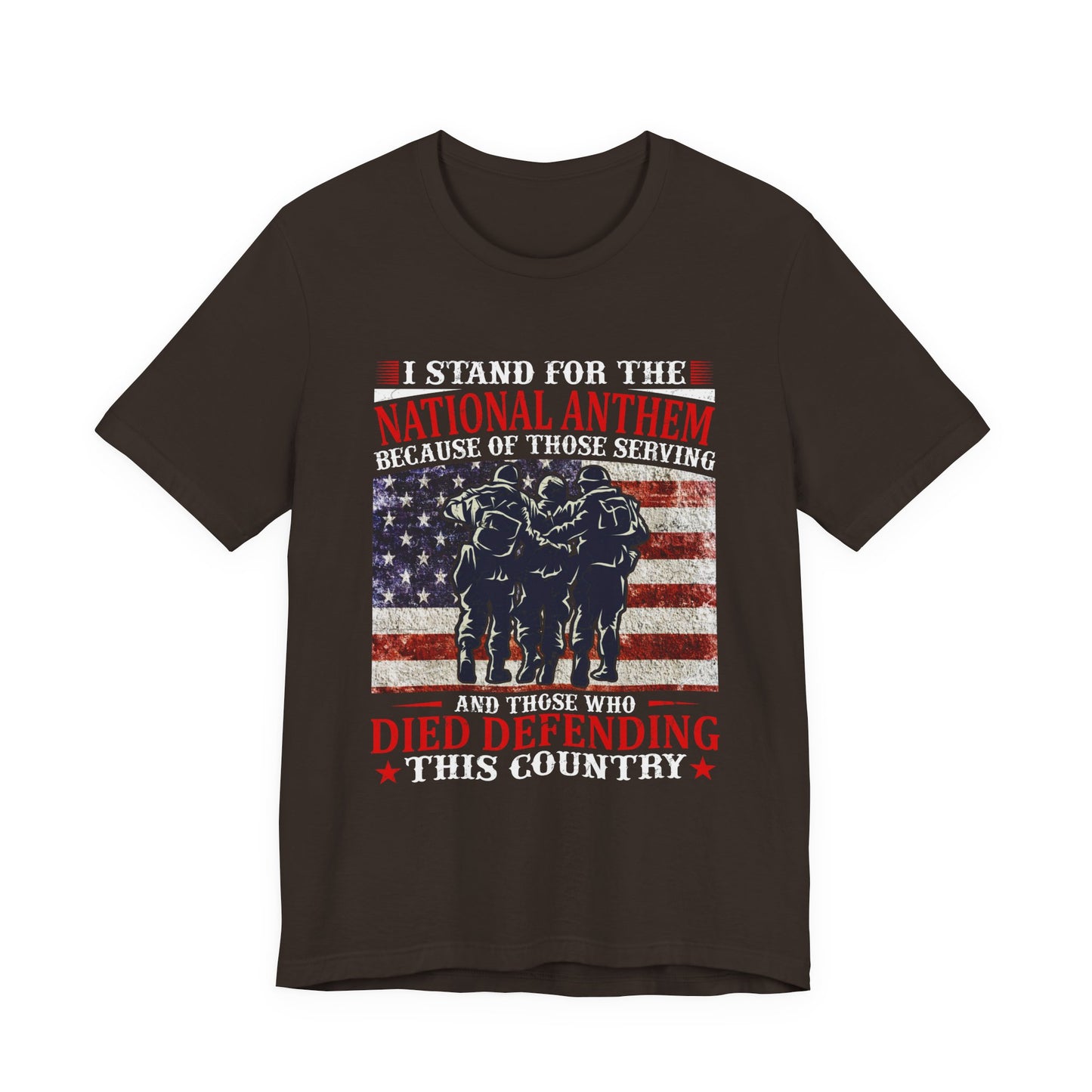 I Stand For The National Anthem military tribute T-Shirt American flag soldiers Unisex Cotton v36