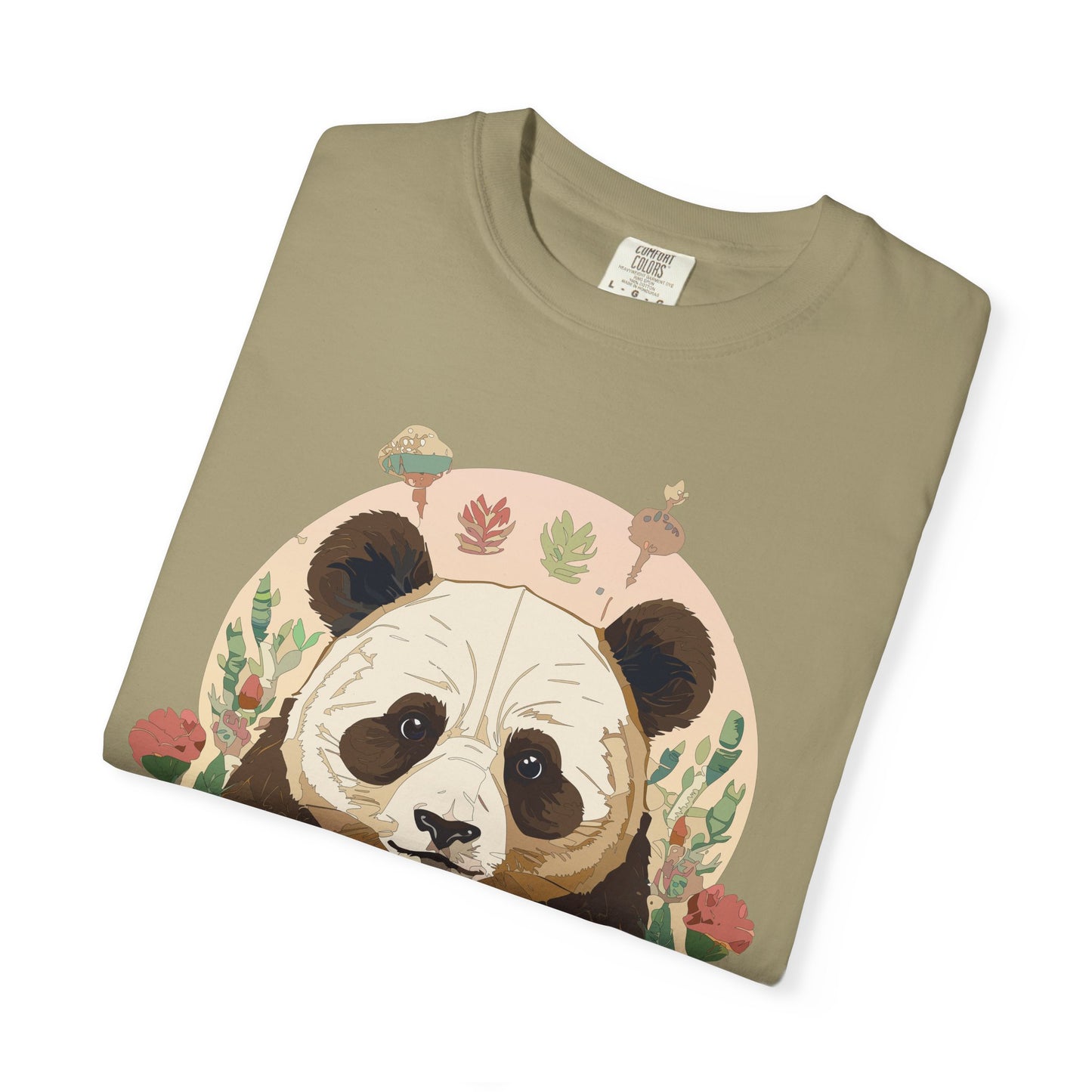 Panda Portrait T-Shirt Unisex Cotton Floral Chinese Graphic Circle Animal Art Tee p2