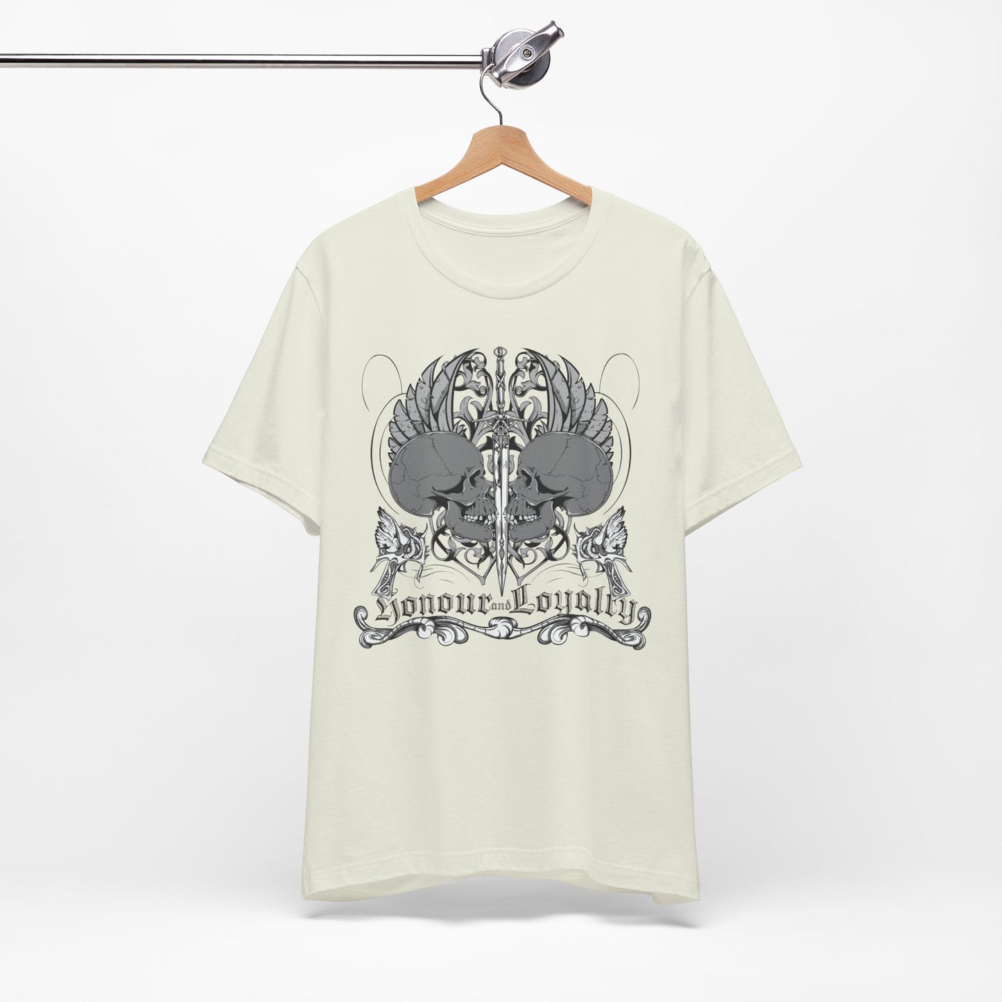Honor Loyalty crest tee Gothic heraldry skulls wings emblem Art-48