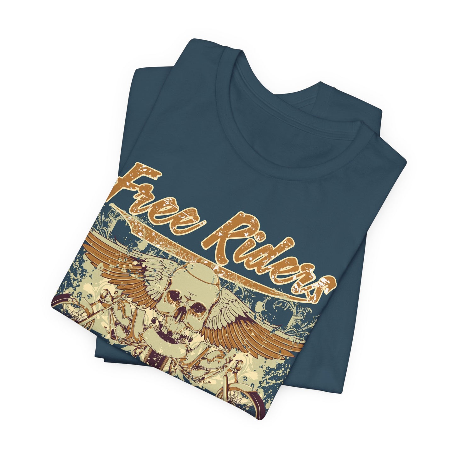 Free Riders Skull Motorcycle Tee Biker Graphic Art Design T-Shirt A-1