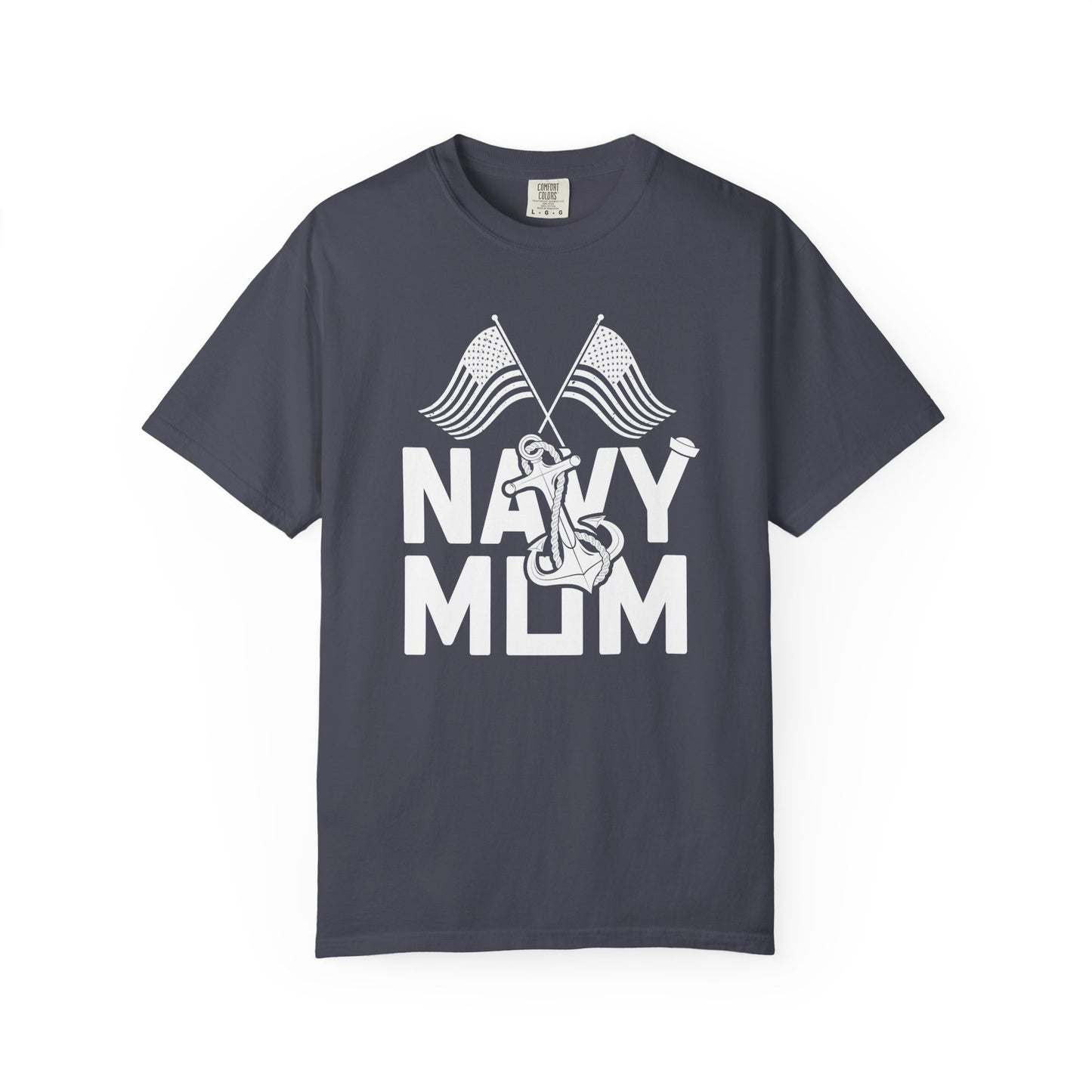 Navy Mom T-shirt Mother's Day Mama Tee Unisex Comfort Colors Garment-Dyed Cotton h20