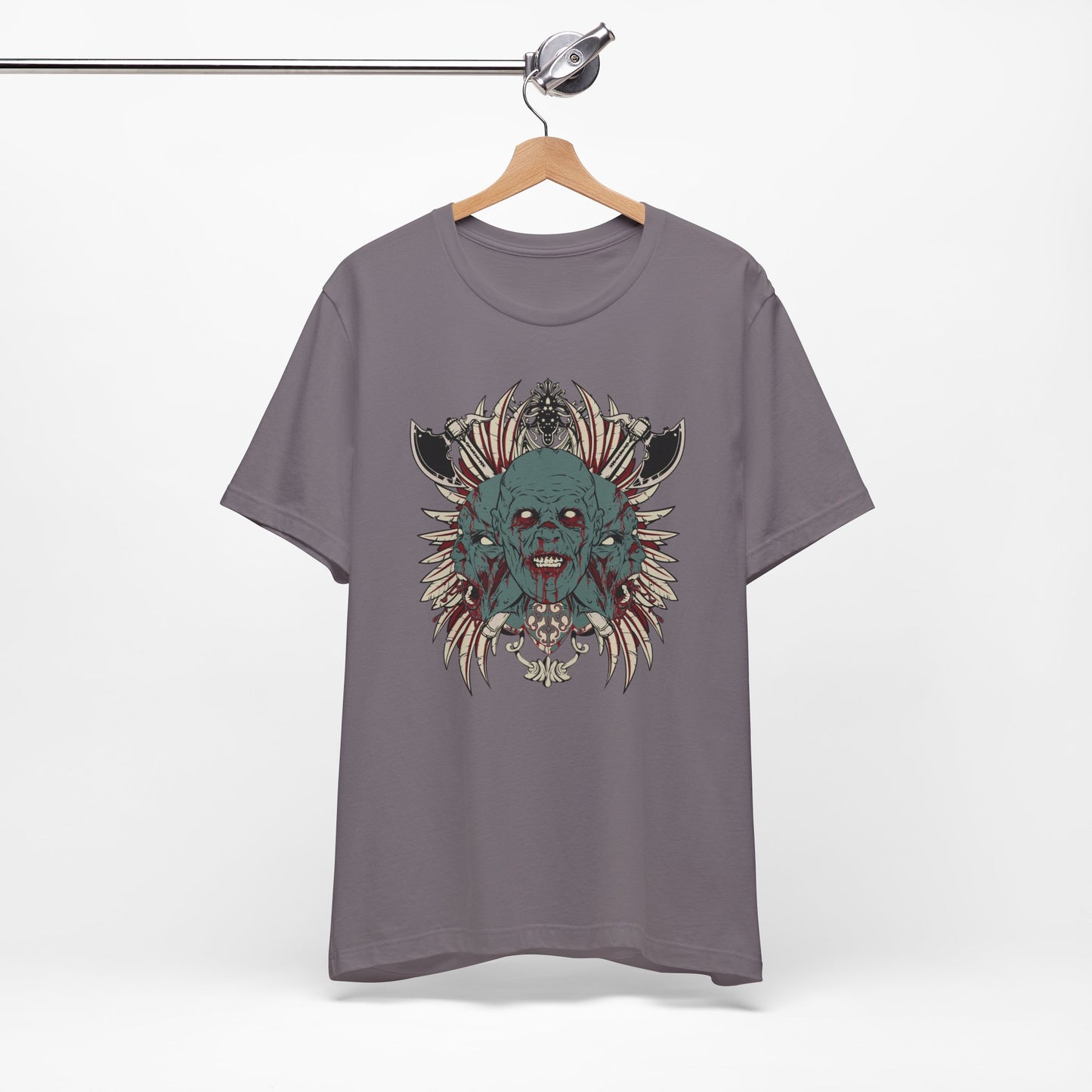 Zombie Skull Mandala T-Shirt Horror Graphic Tee, Gothic Skull Art-54-2