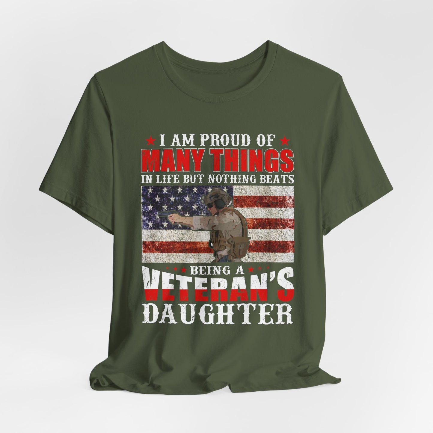 Veteran's Daughter T-Shirt American Flag Military Proud  Unisex Cotton Tee v28