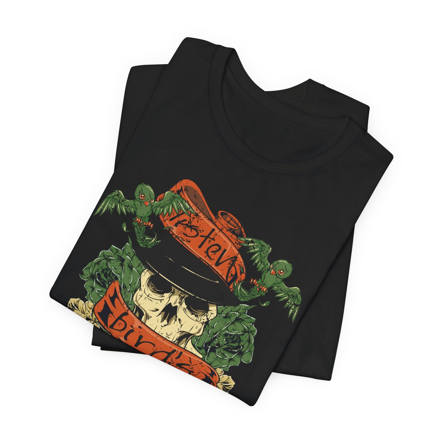 Skull Floral Tattoo Style Graphic Design Unisex Cotton T-Shirt Art-38