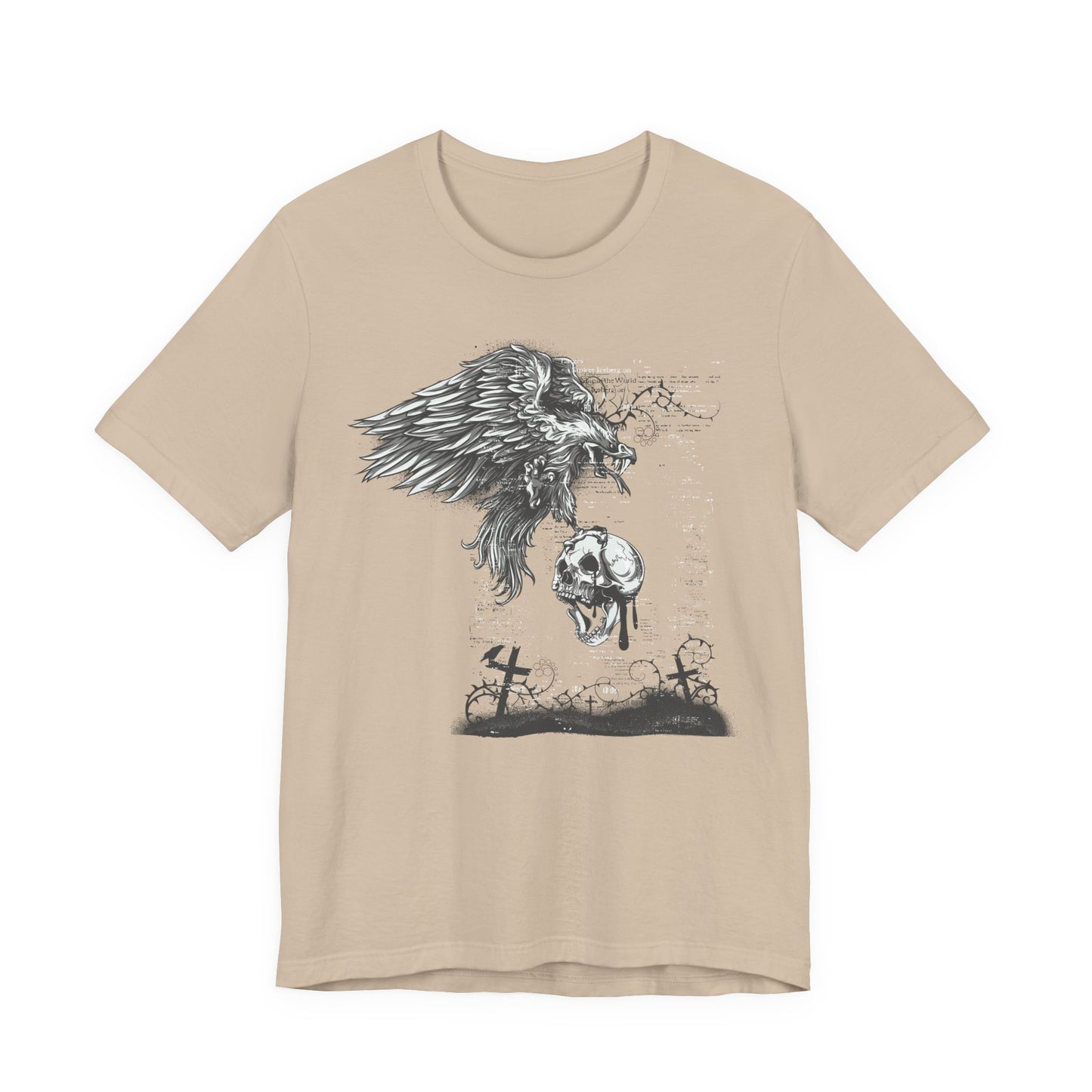 Raven and Skull Illustration Graphic Unisex Cotton T-Shirt r19