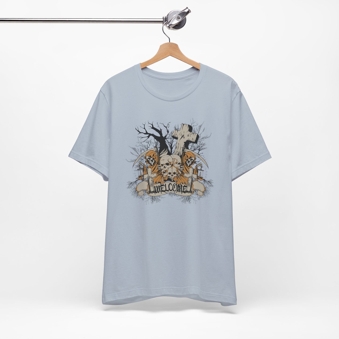 Skull Halloween Graphic Design Unisex Cotton T-Shirt Art-50